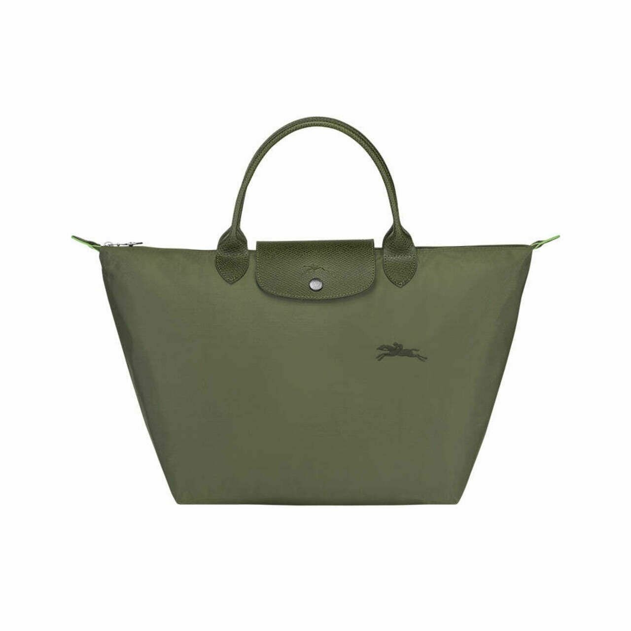 Longchamp Le Pliage Green M Top Handle Bag Forest Green