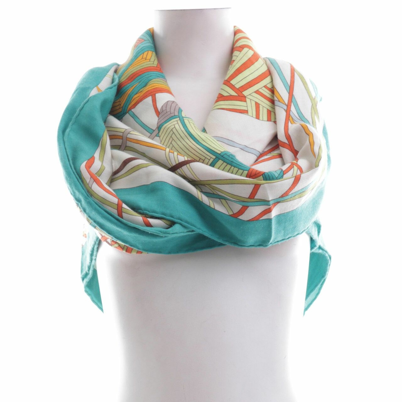 Hermes Multicolor Cashmere Silk l' Art Du Temari Shawl Scarf