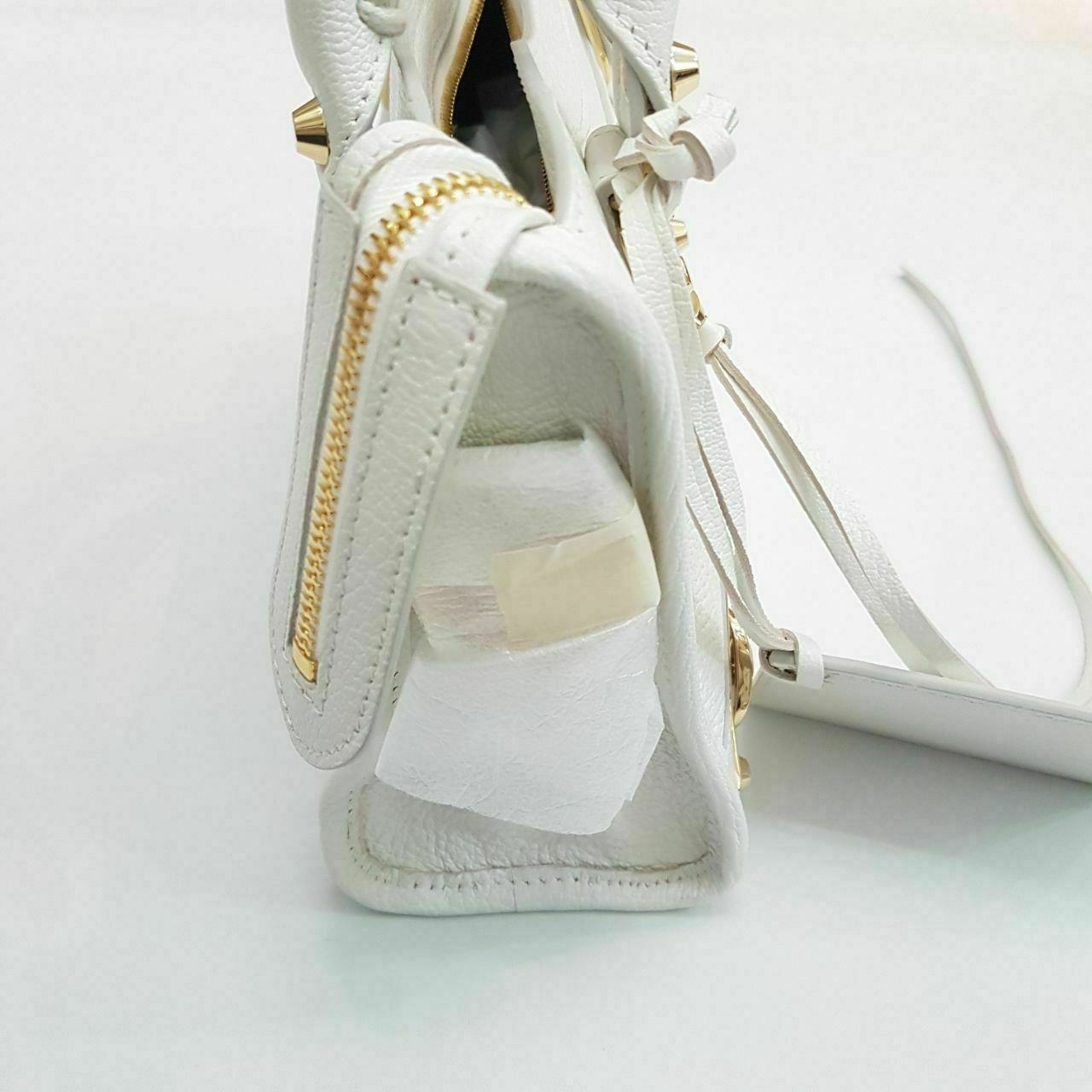 Balenciaga Mini City Metalic Edge Blanc White GHW Handbag