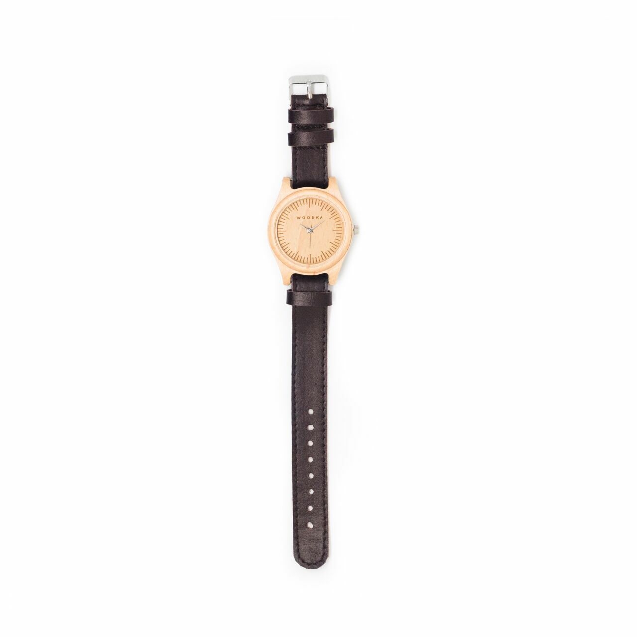 Woodka Loca Maple & Dark Brown Leather Wristwatch