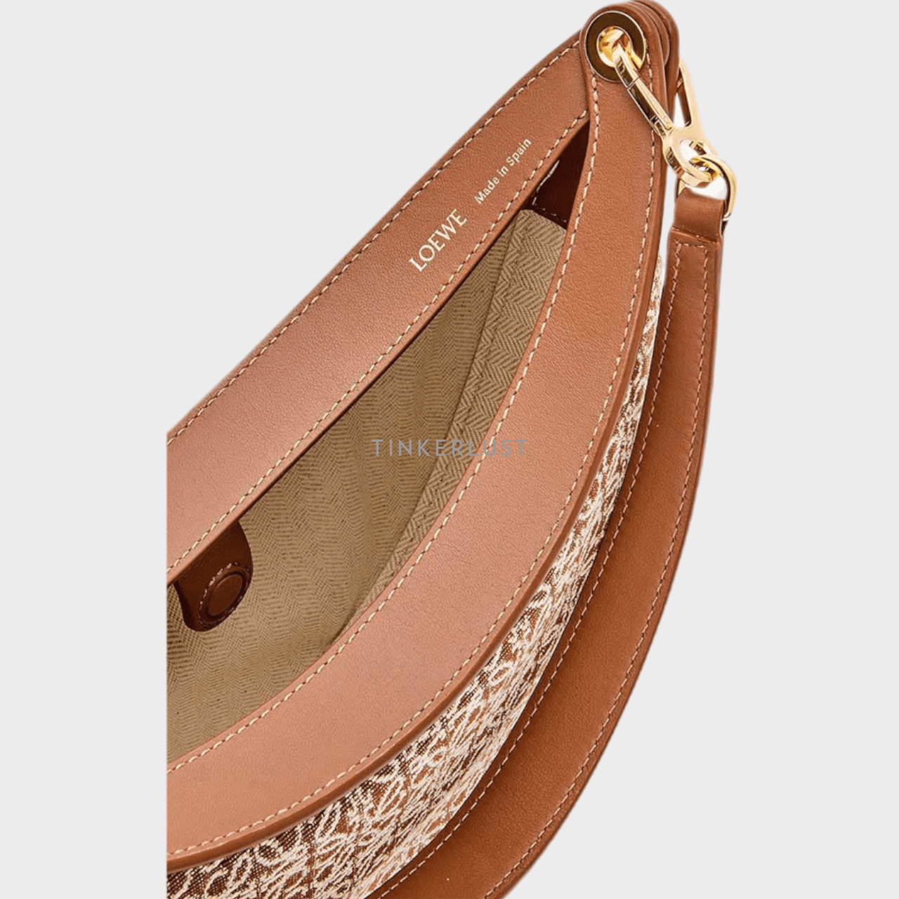 Loewe Small Luna Hobo Bag in Tan/Pecan Anagram Jacquard x Calfskin Shoulder Bag