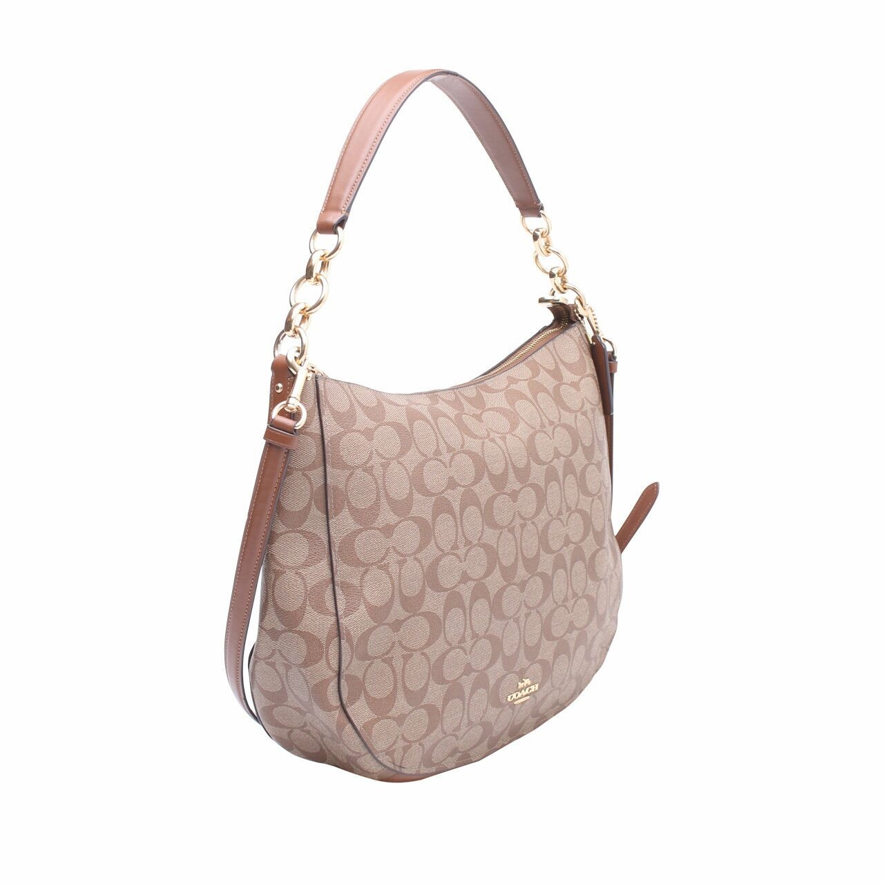 Coach Brown Elle Hobo in Signature Canvas Shoulder Bag