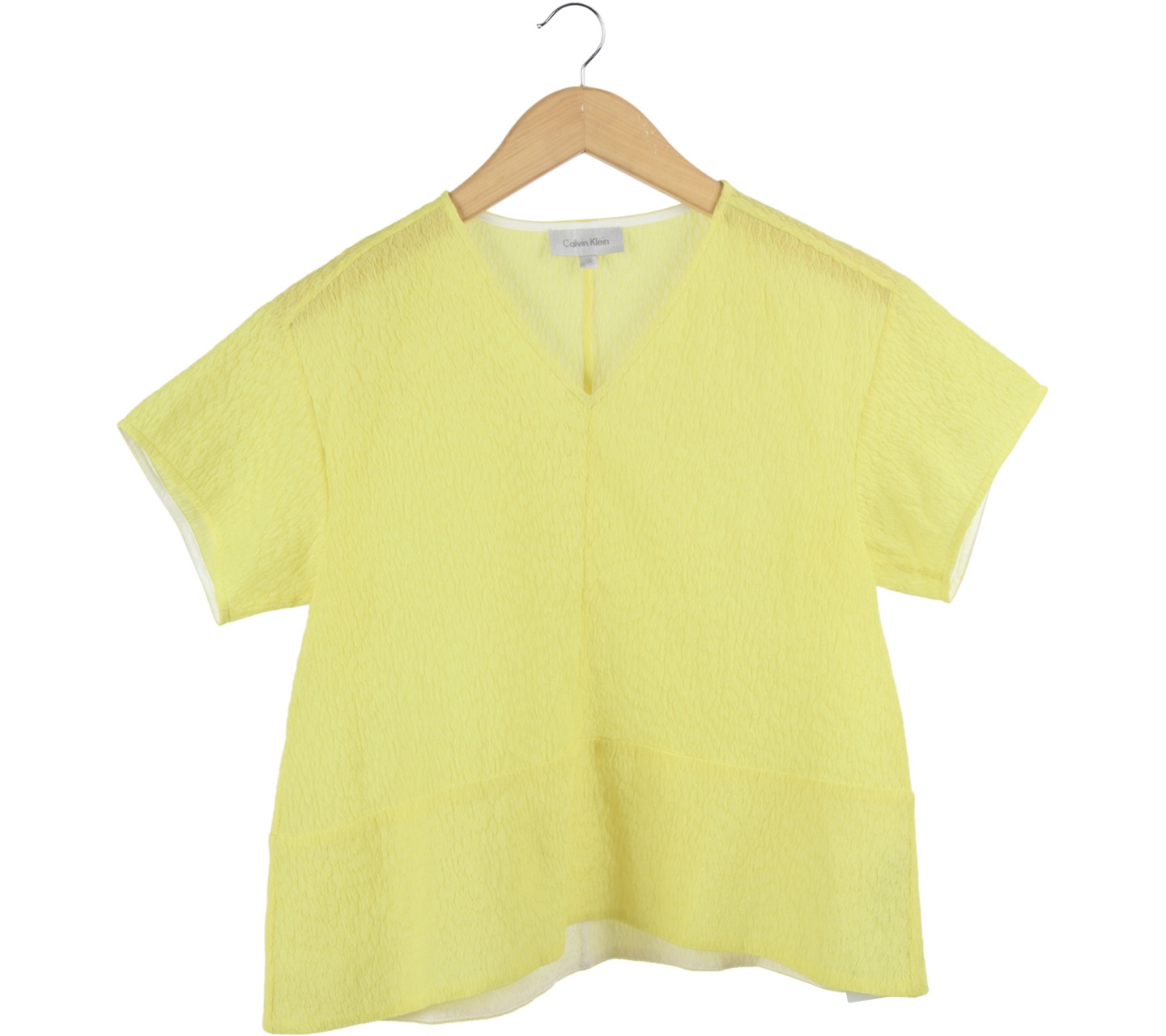 Calvin Klein Yellow V-neckline Blouse