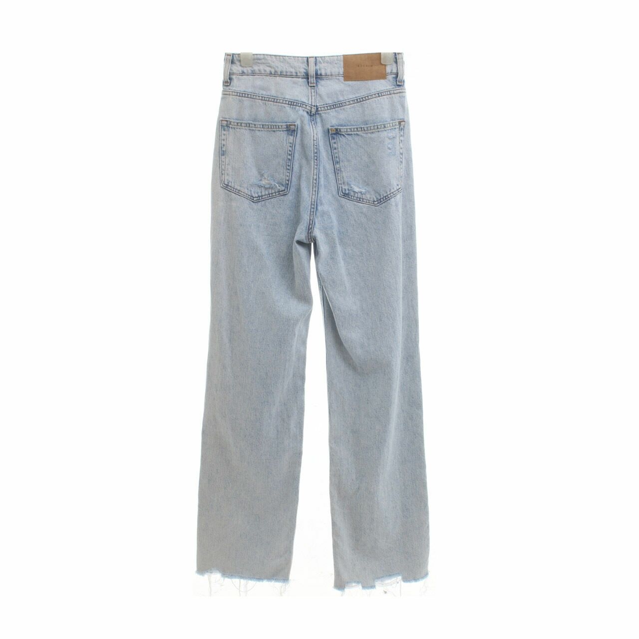 H&M Blue Washed Denim Ripped Long Pants