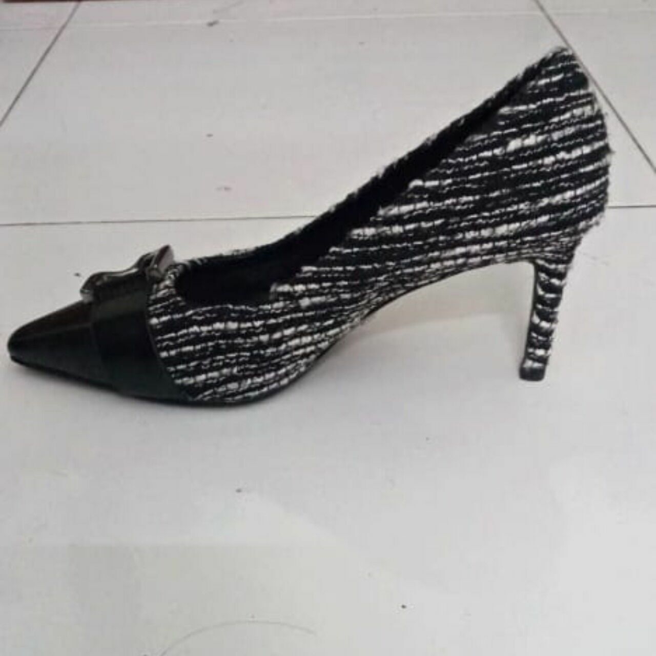 Charles & Keith Black & Multi Stripes Heels