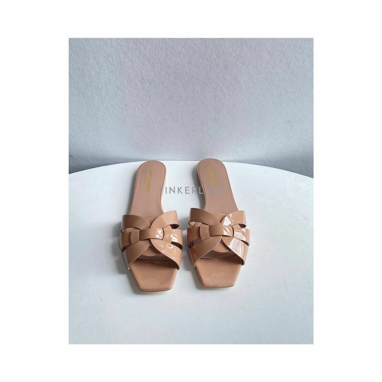 Saint Laurent NU Pied 0,5 Tribute Sandal In Nude Patent  