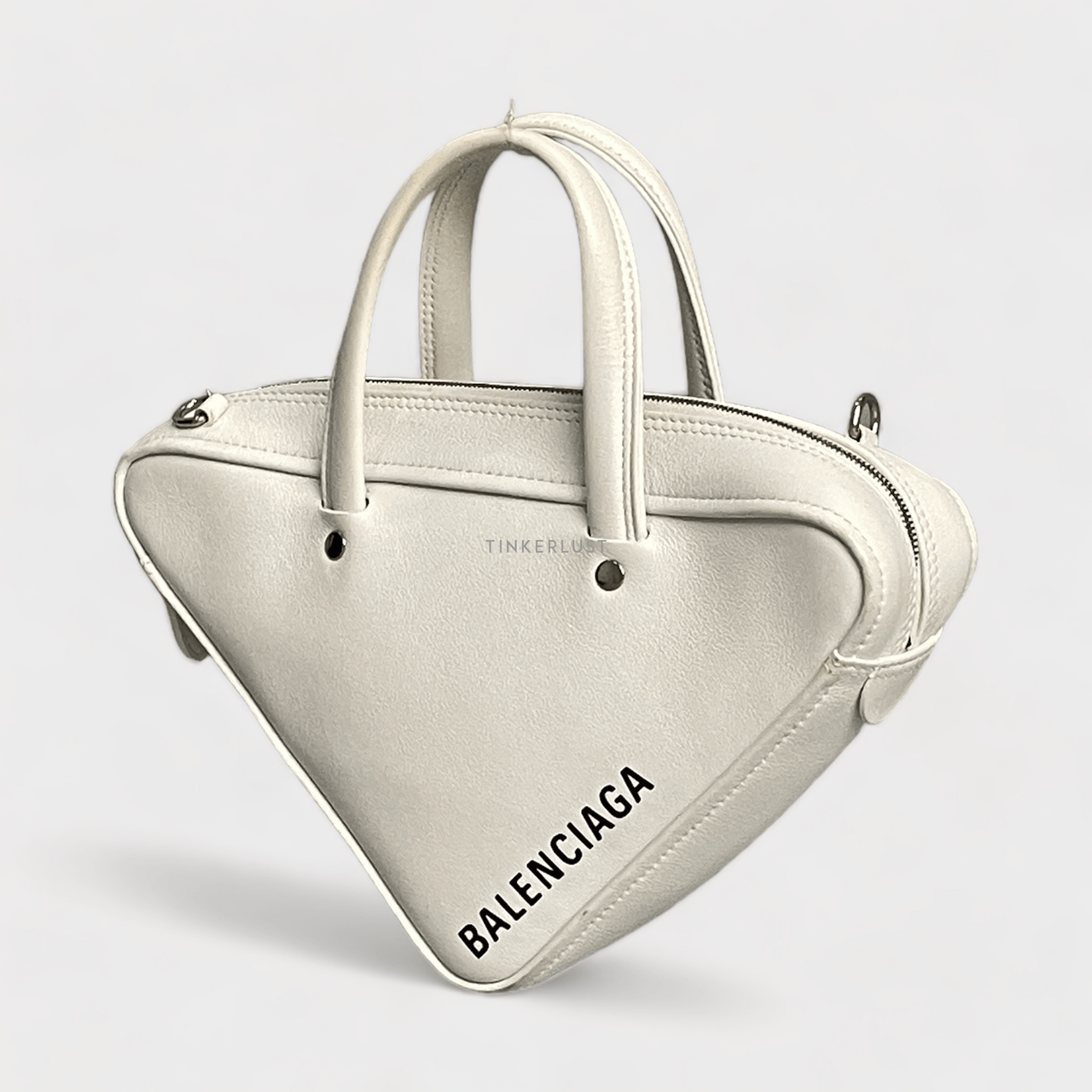 Balenciaga Triangle Chain Duffle XS White Calfskin SHW Tote Bag