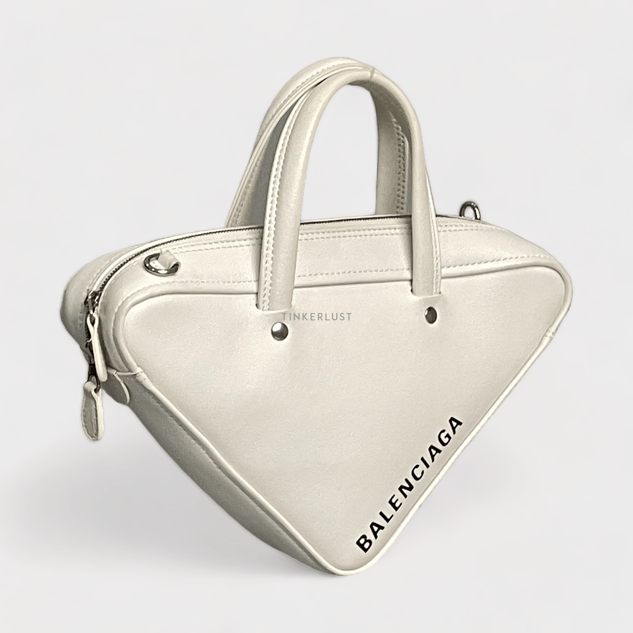 Balenciaga Triangle Chain Duffle XS White Calfskin SHW Tote Bag