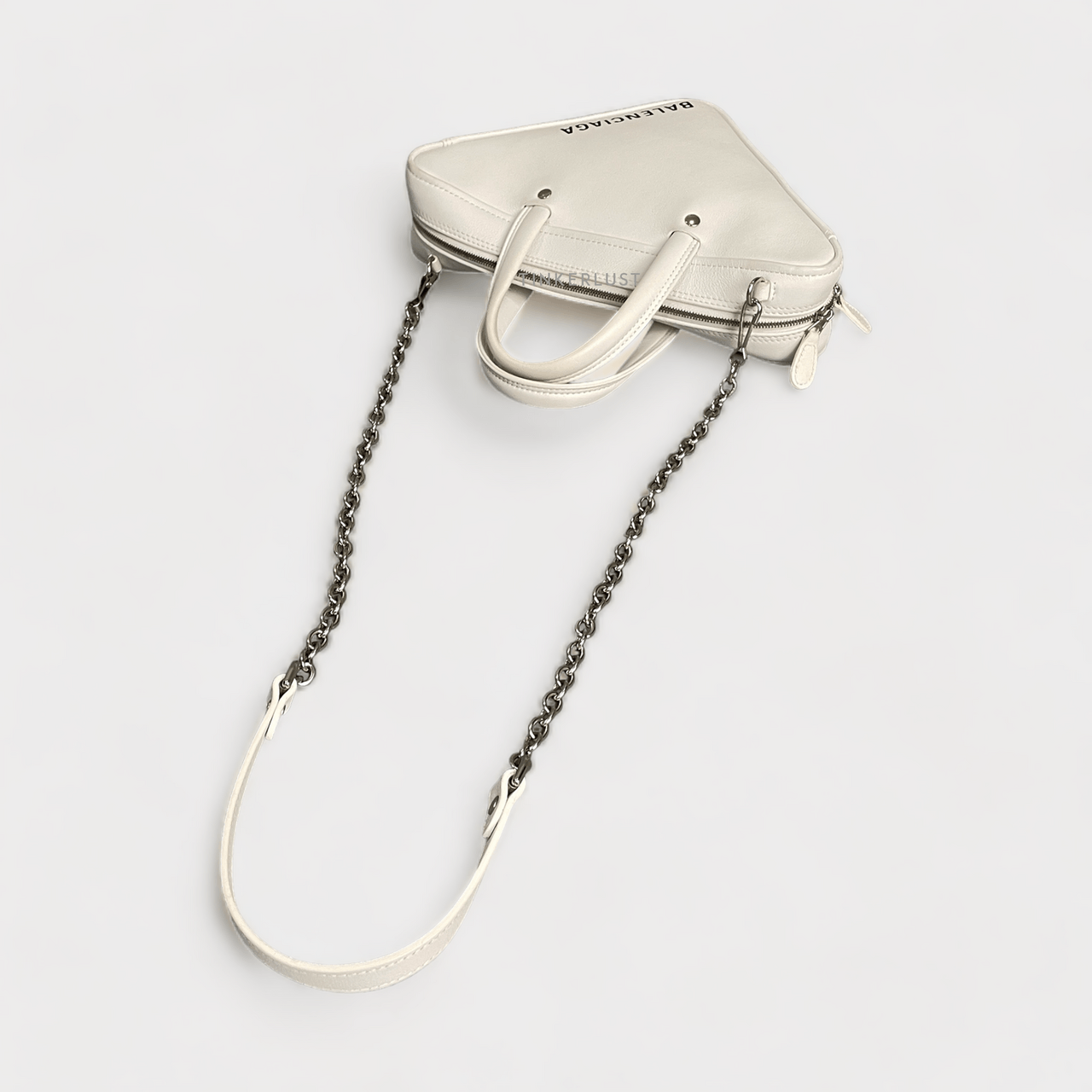 Balenciaga Triangle Chain Duffle XS White Calfskin SHW Tote Bag