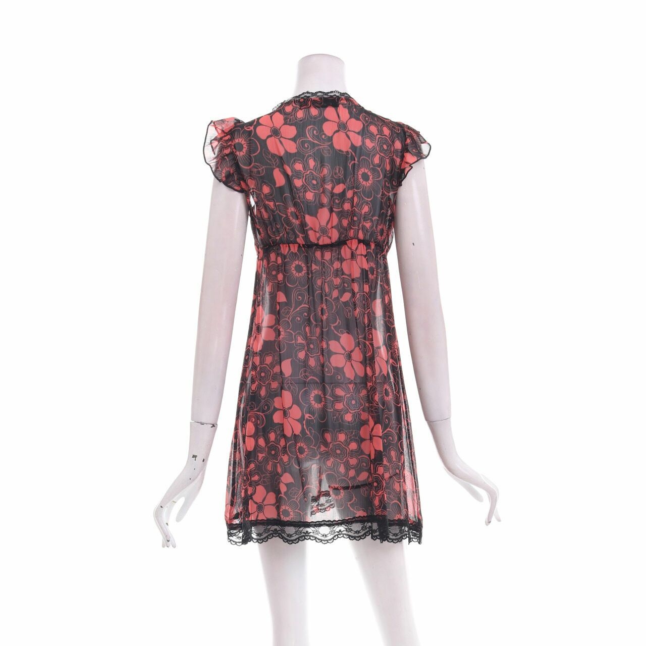 Chic Simple Black Pink Floral Mini Dress