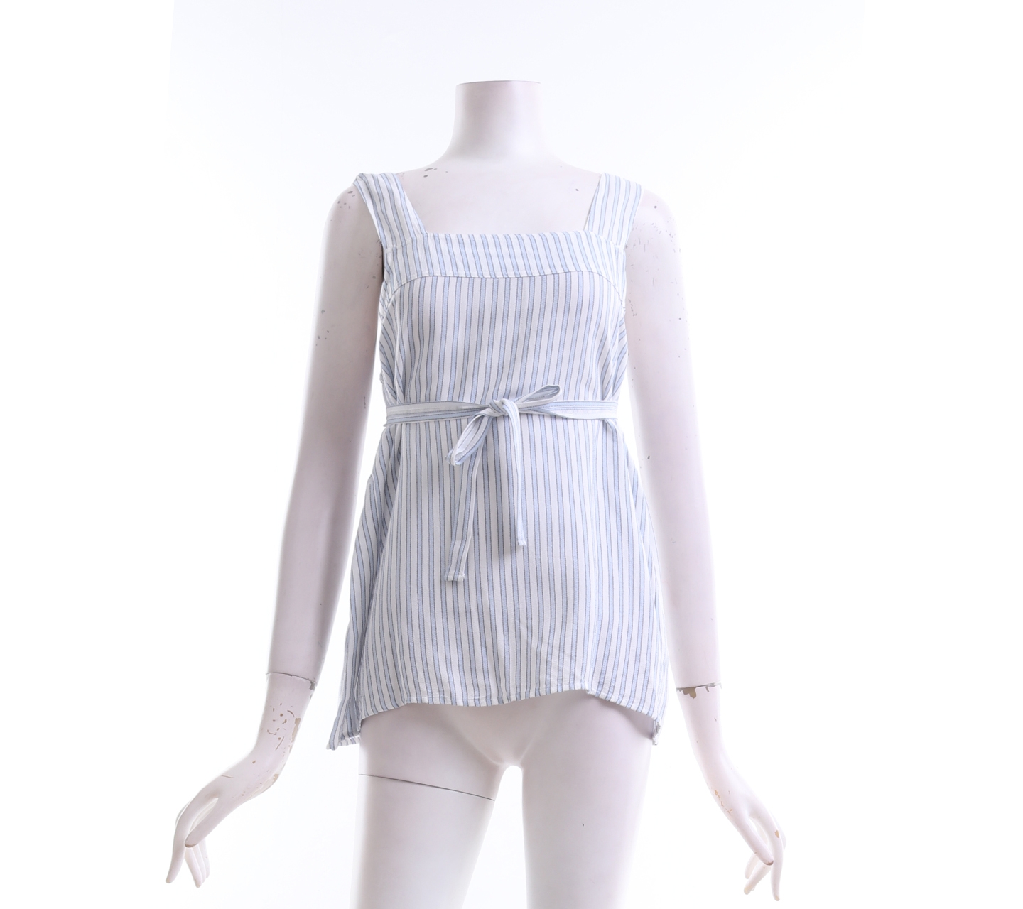 H&M White & Light Blue Striped Sleeveeless