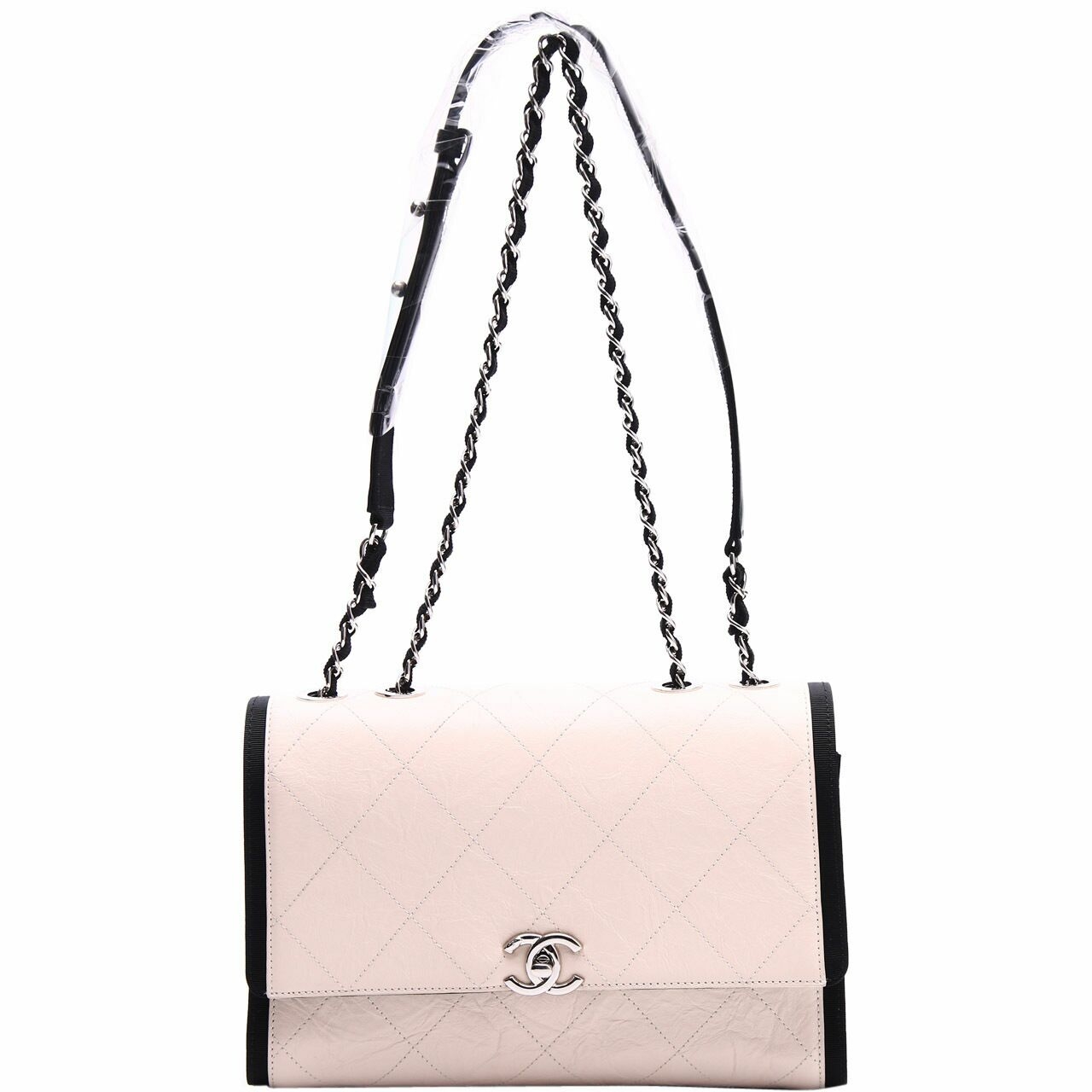 Chanel Distressed Calfskin Beige Shoulder Bag