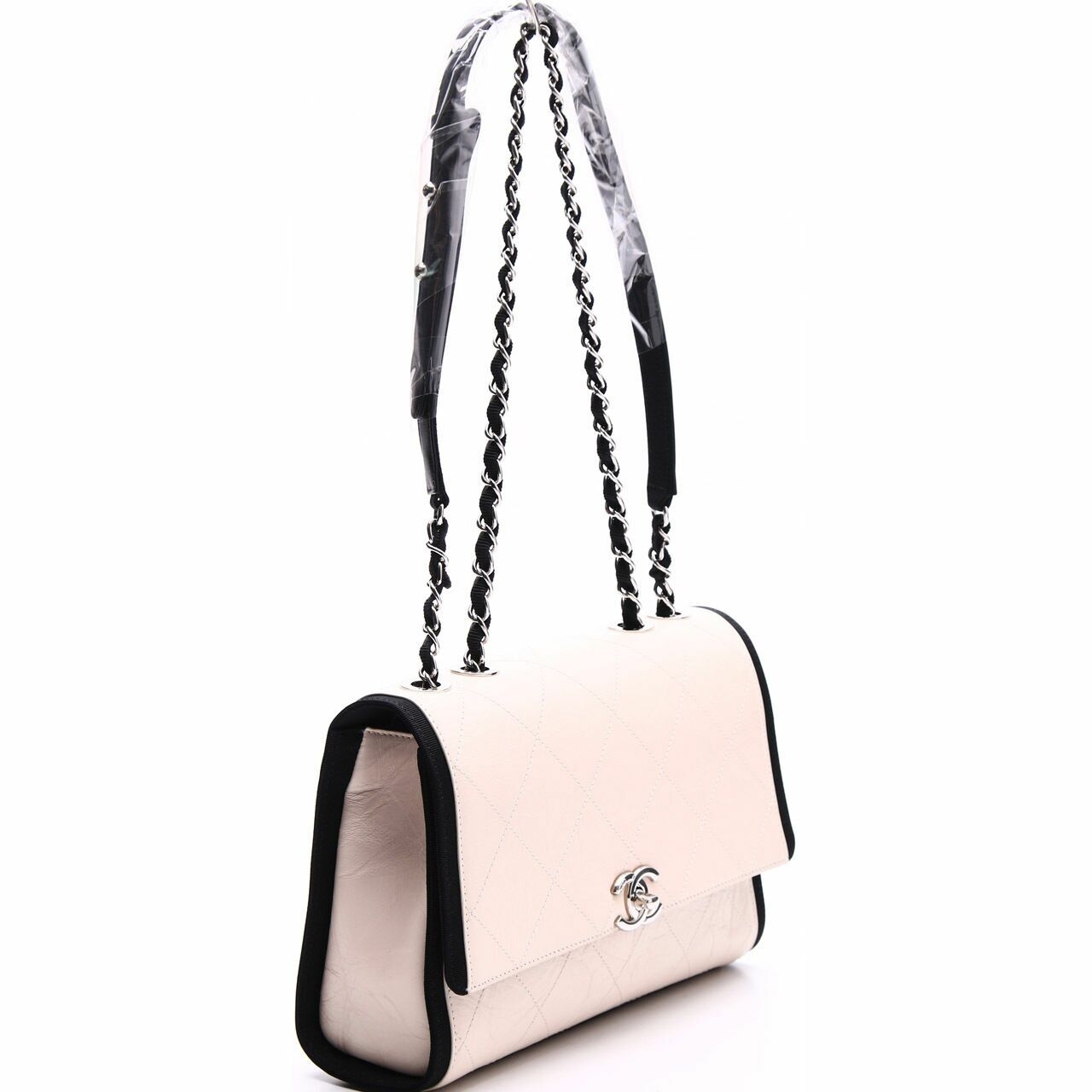 Chanel Distressed Calfskin Beige Shoulder Bag