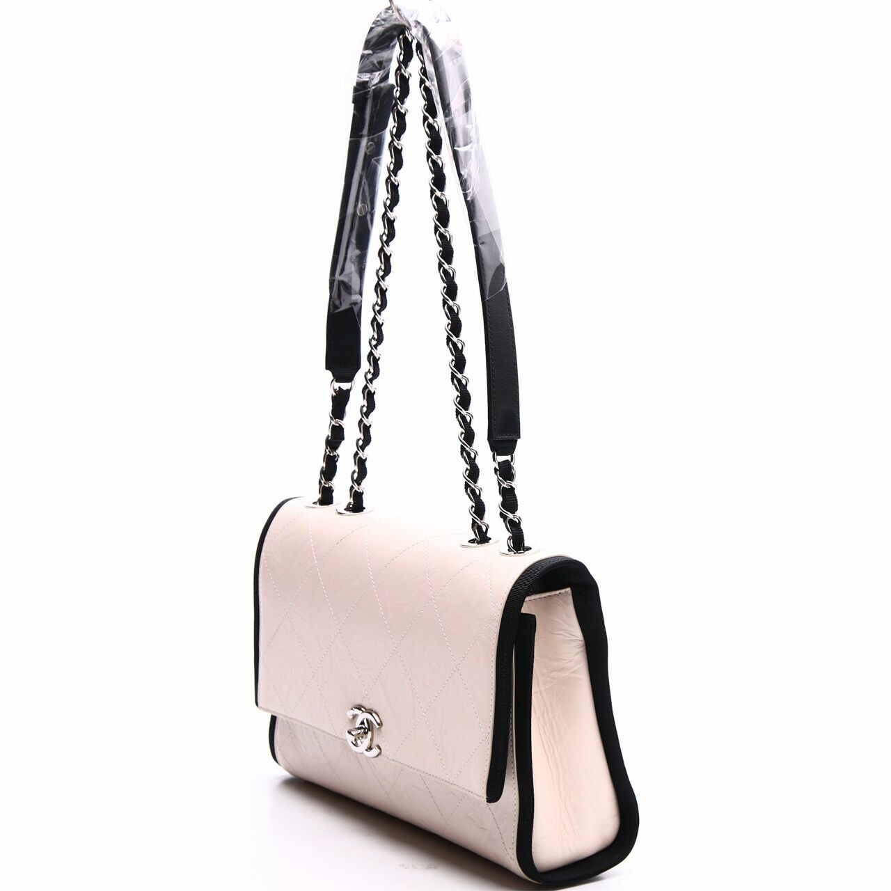 Chanel Distressed Calfskin Beige Shoulder Bag