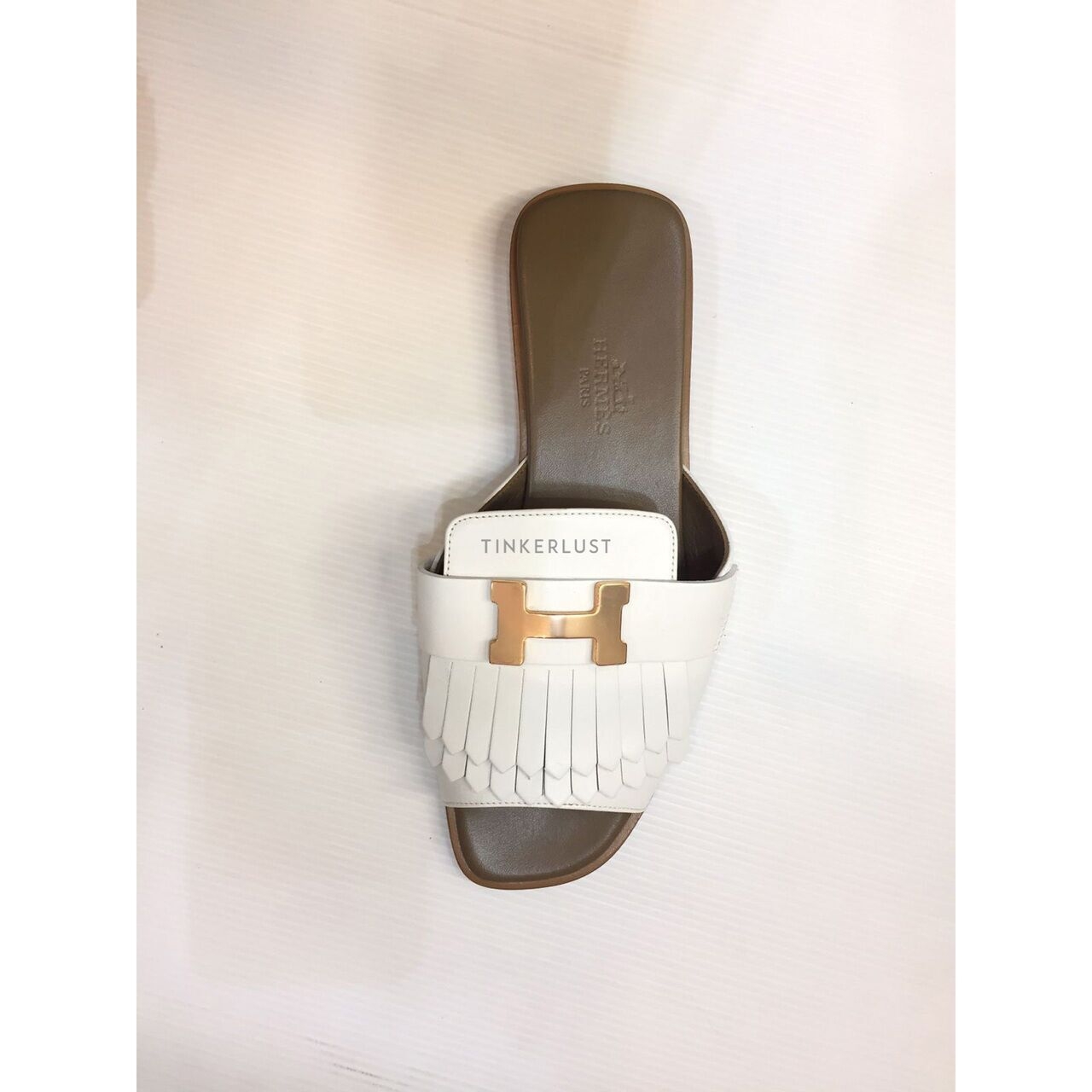 Hermes Taile Blanc LGHW Sandals 