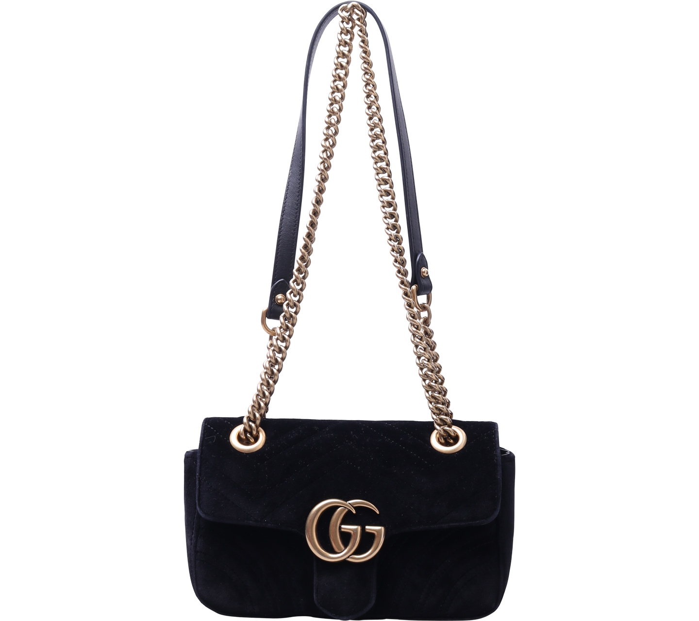 Gucci Black GG Marmont Small Quilted Velvet Sling Bag