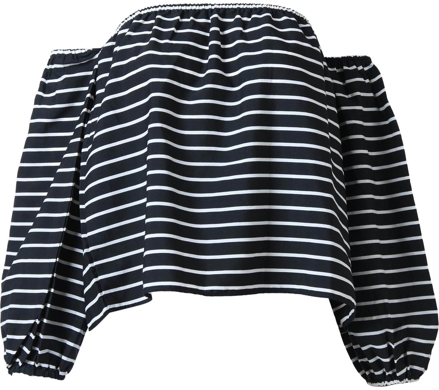 Black And White Striped Off Shoulder Blouse