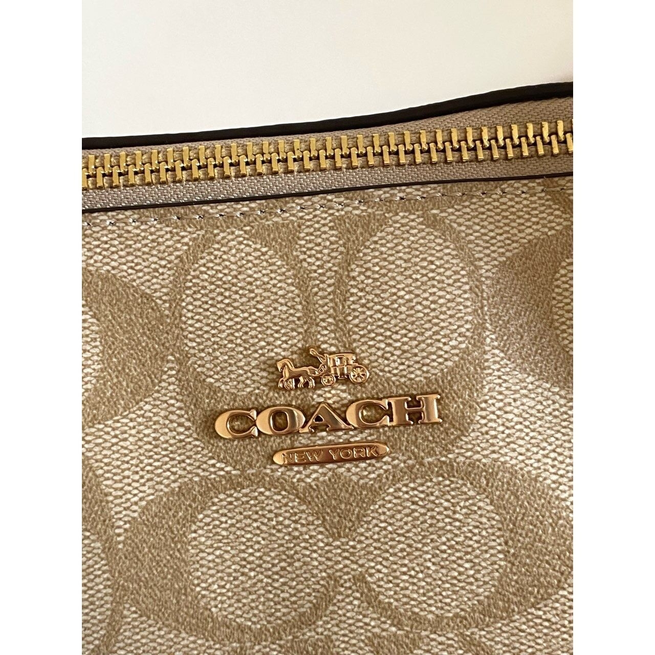 Coach Signature Zip Chalk Tote Bag