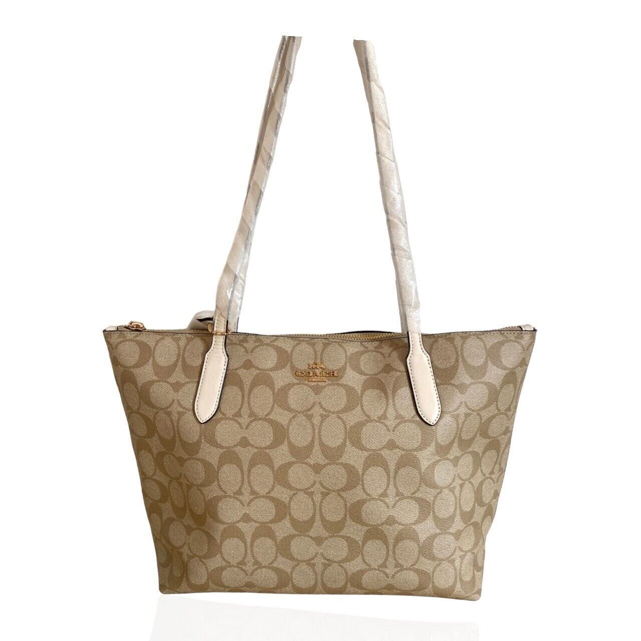 Coach Signature Zip Chalk Tote Bag