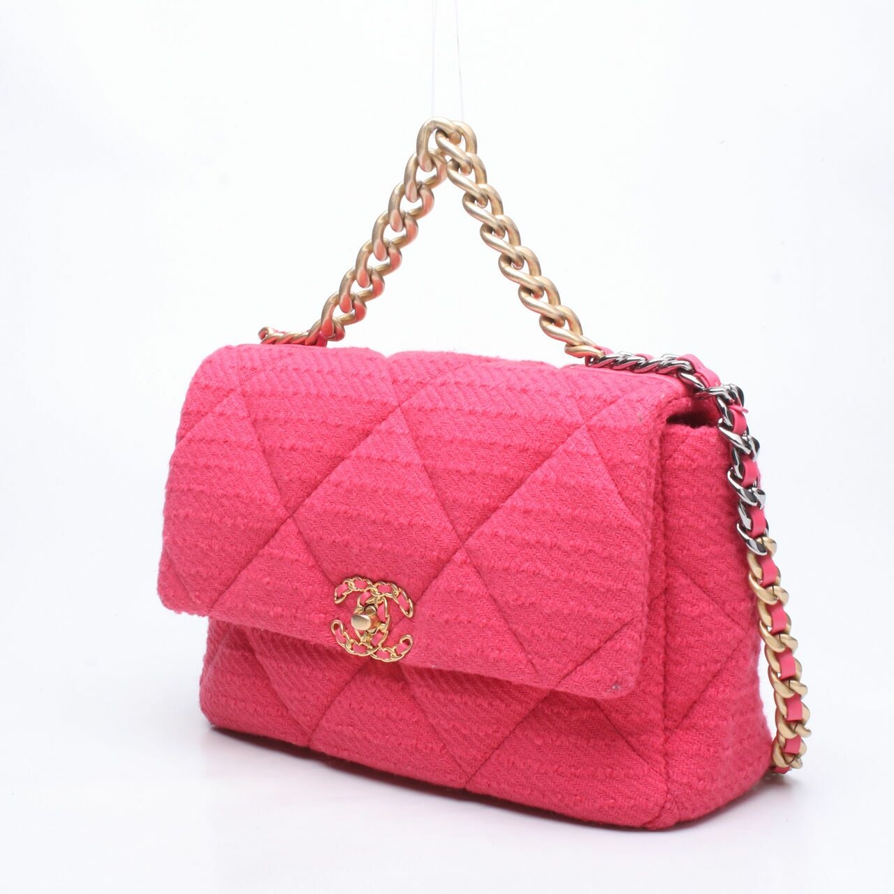 Chanel 19 Medium Tweed Fuschia GHW Shoulder Bag