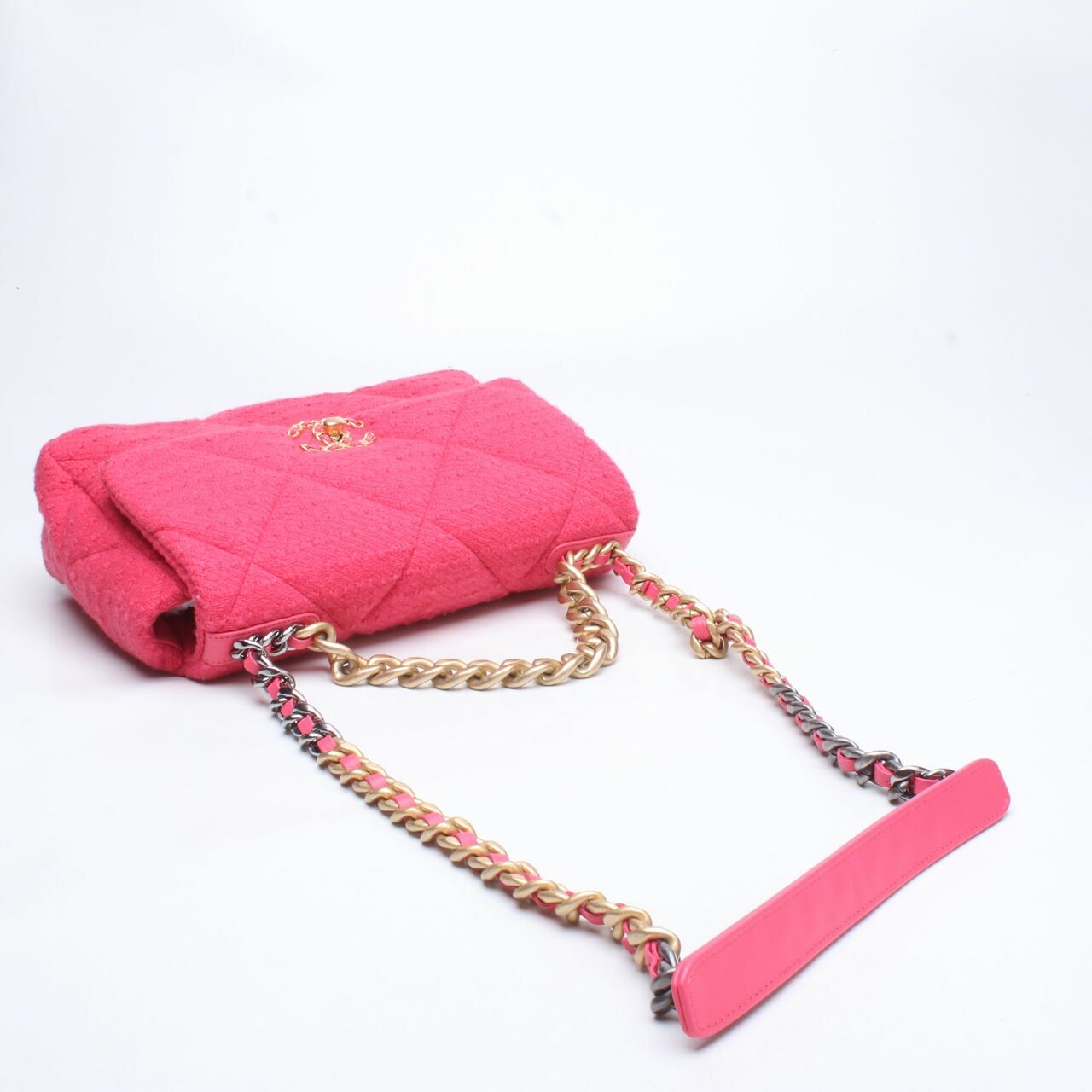 Chanel 19 Medium Tweed Fuschia GHW Shoulder Bag