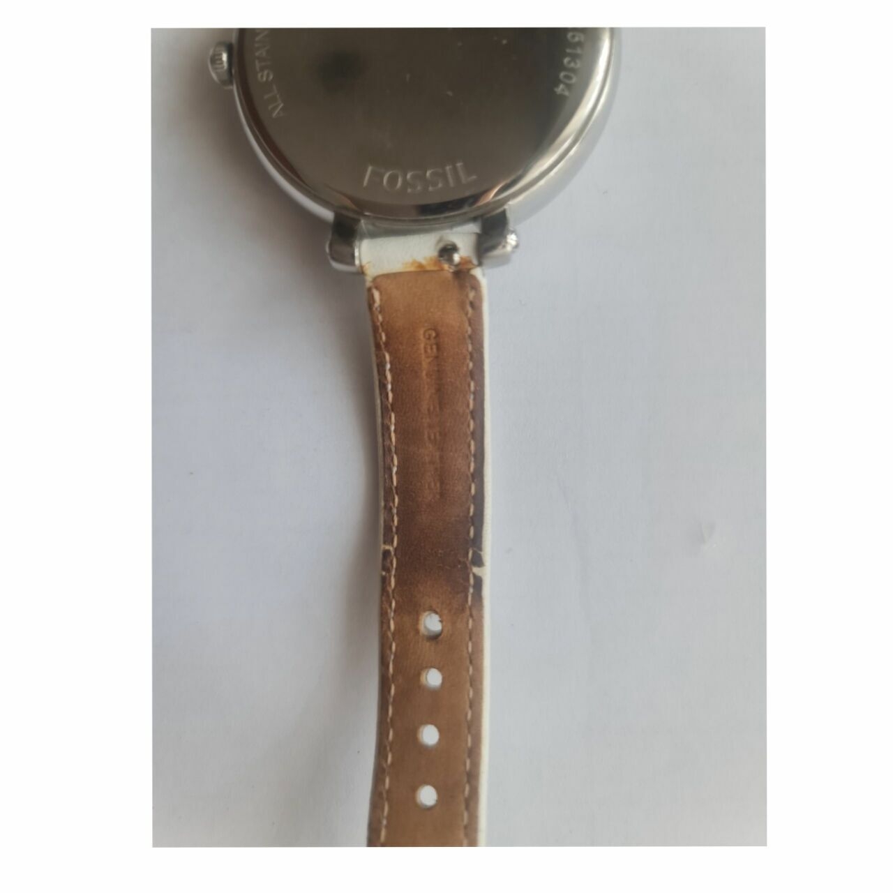 Fossil Heather White Leather Strap Watch