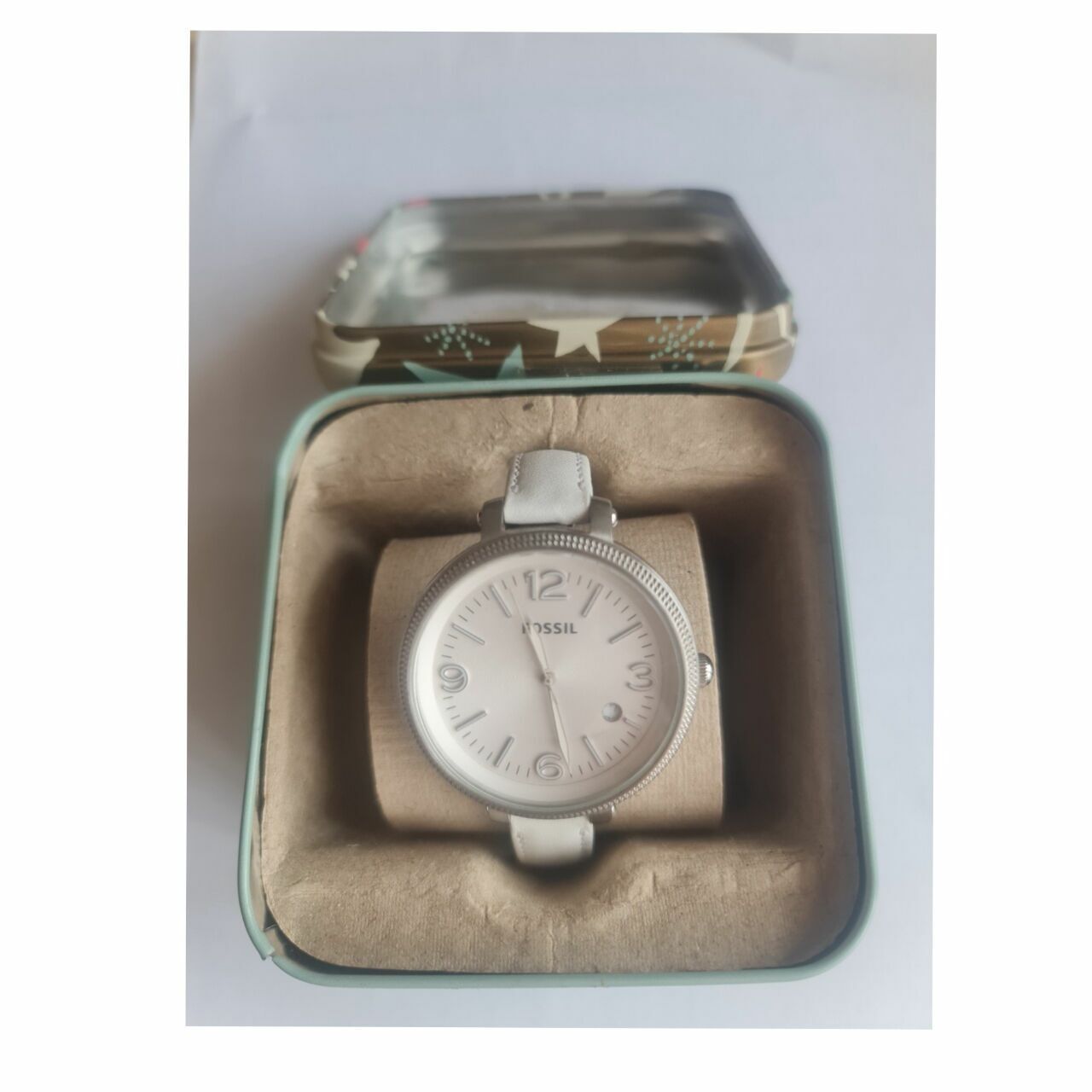 Fossil Heather White Leather Strap Watch