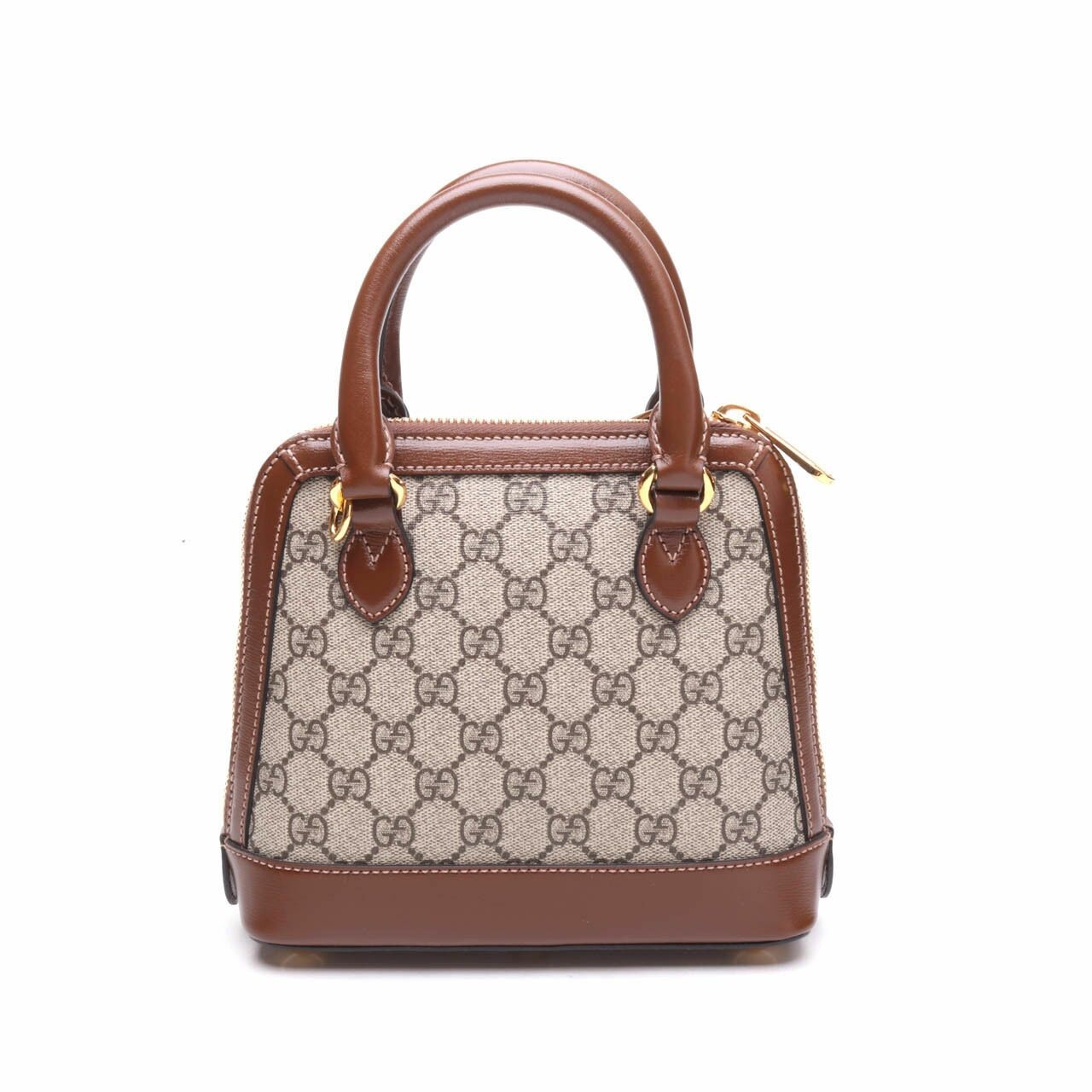 Gucci Horsebit 1955 Mini Top Handle Bag In GG Supreme & Brown Leather Satchel