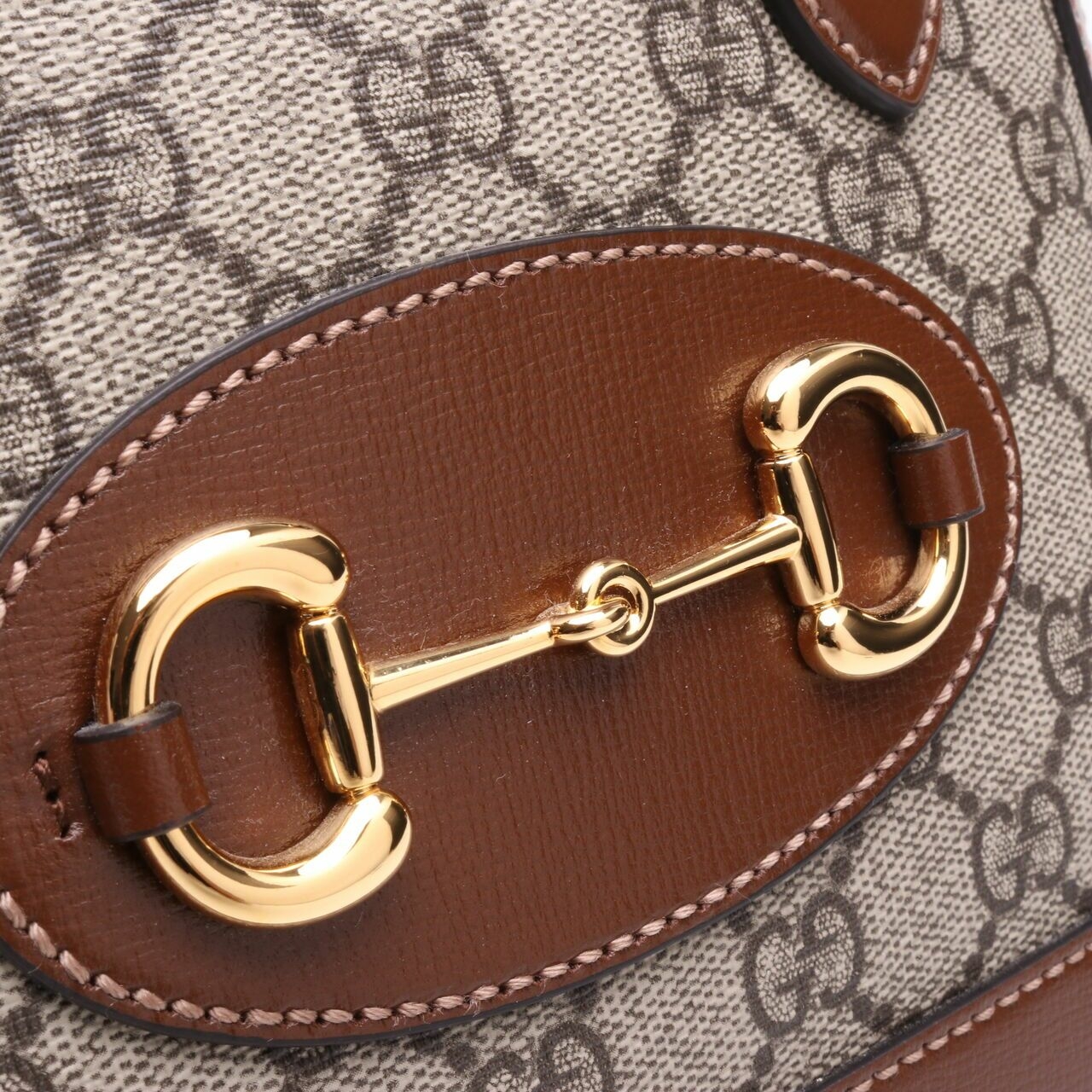 Gucci Horsebit 1955 Mini Top Handle Bag In GG Supreme & Brown Leather Satchel