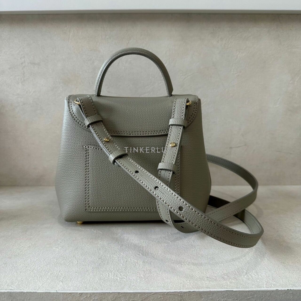 Polene Numero Uno Un Nano Olive Grained Satchel