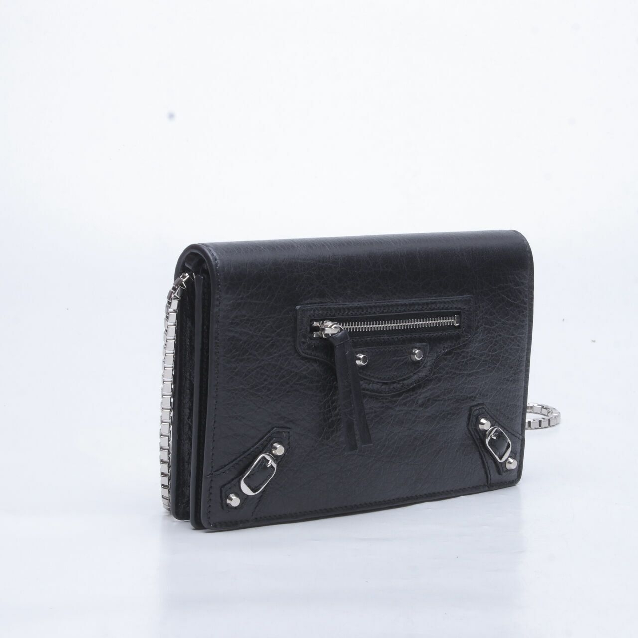 Balenciaga Classic Edge Black Chain Wallet 