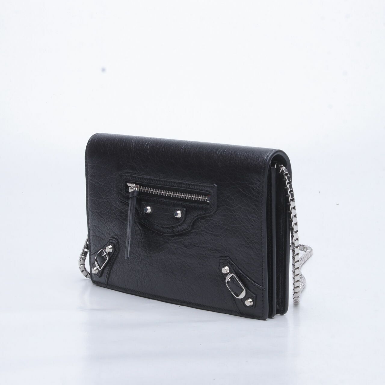 Balenciaga Classic Edge Black Chain Wallet 