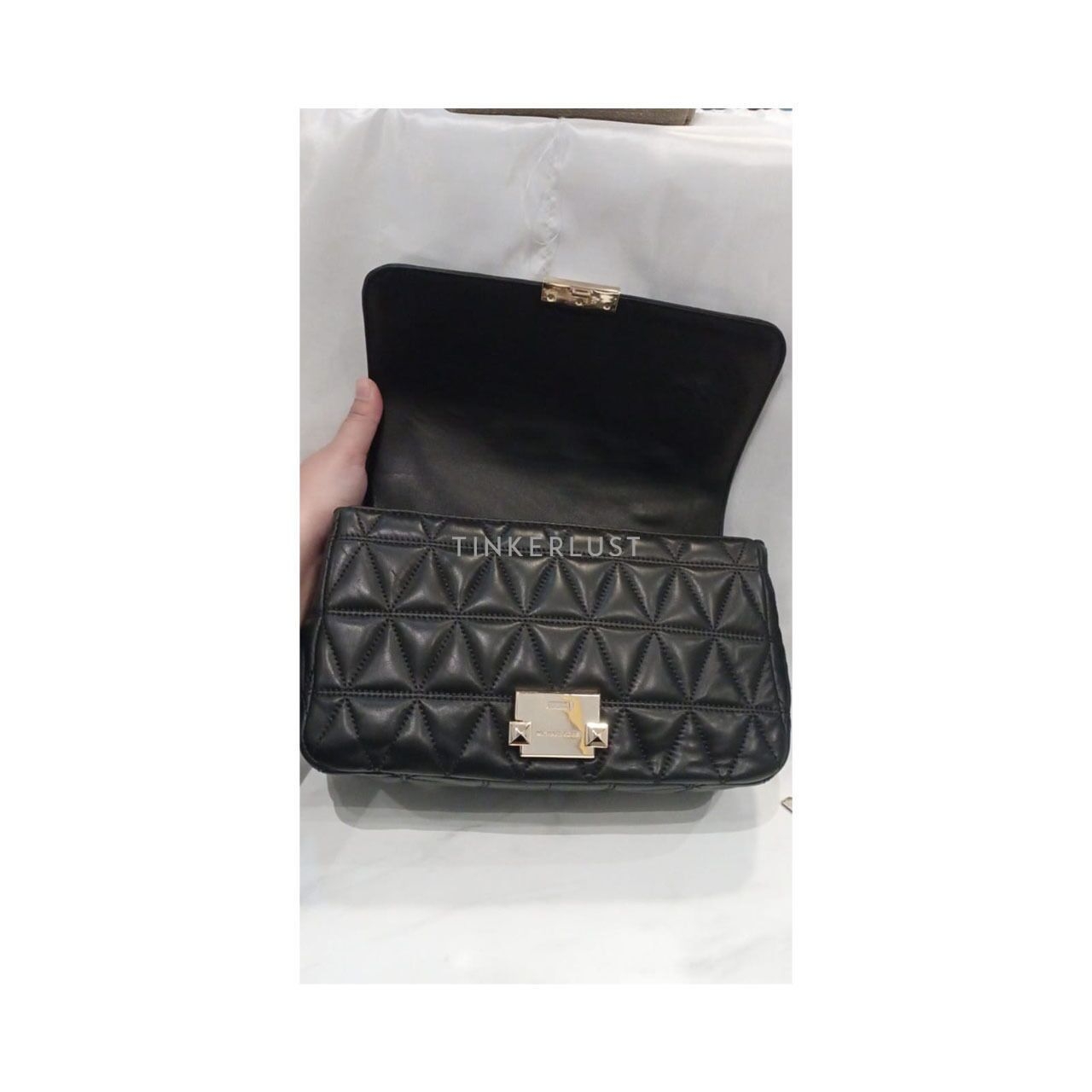 Michael Kors Quilted Leather Black Sling Bag