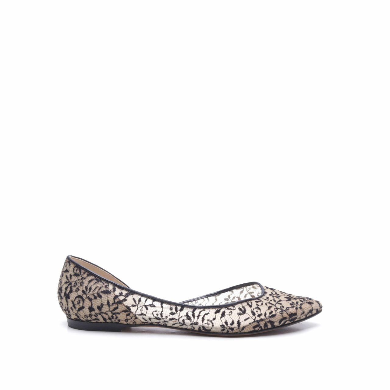 Bottega Veneta Black & Cream Mesh Lace Flats