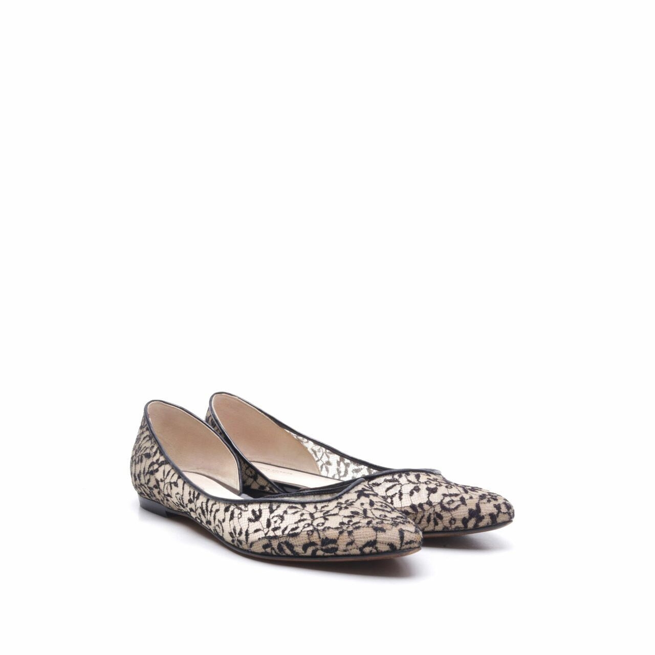 Bottega Veneta Black & Cream Mesh Lace Flats