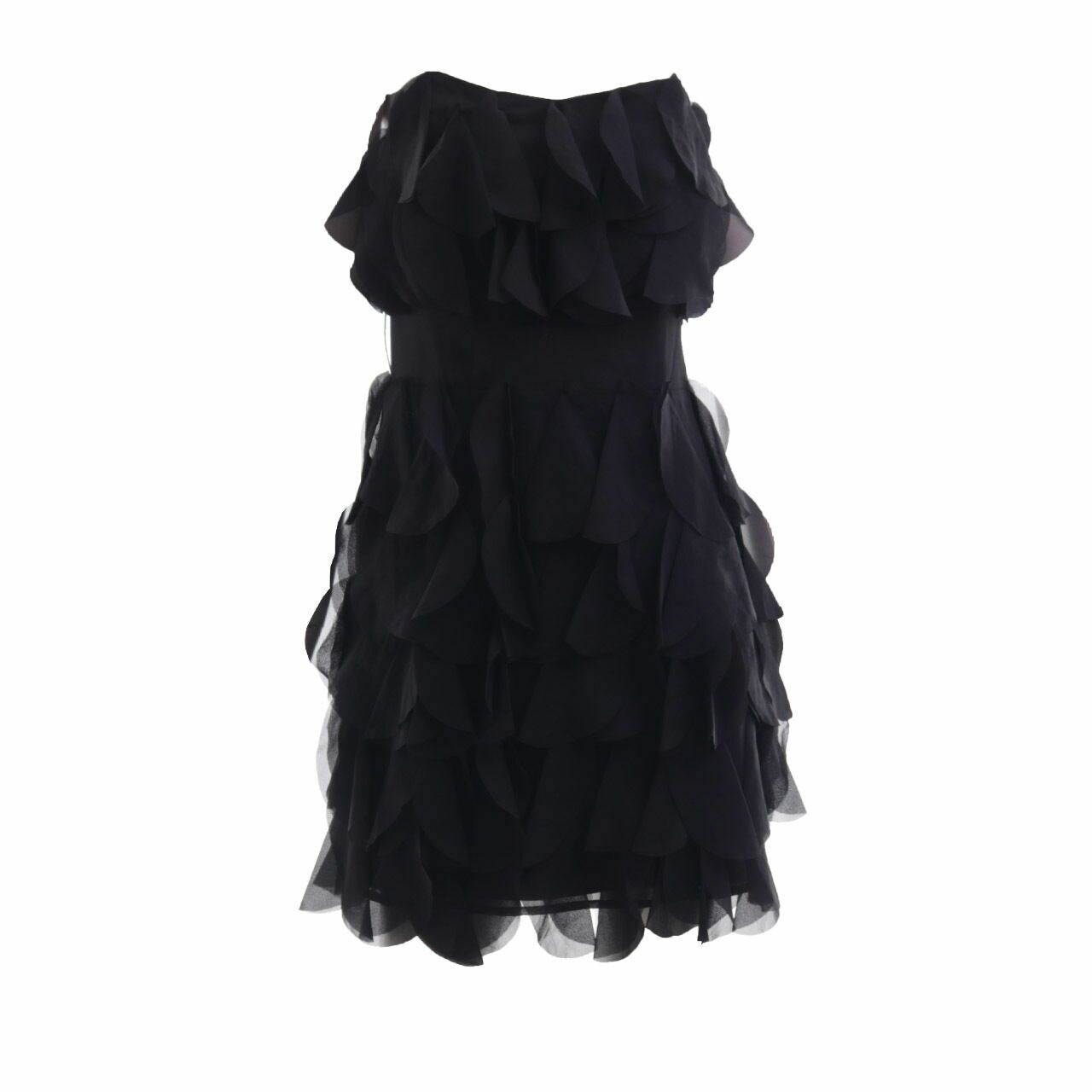 Guess Black Ruffle Tube Mini Dress