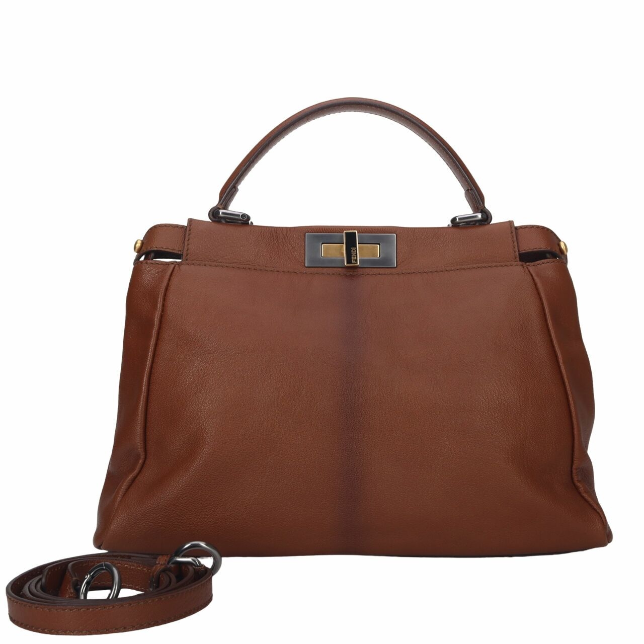 Fendi Brown Peekaboo Medium Satchel Bag