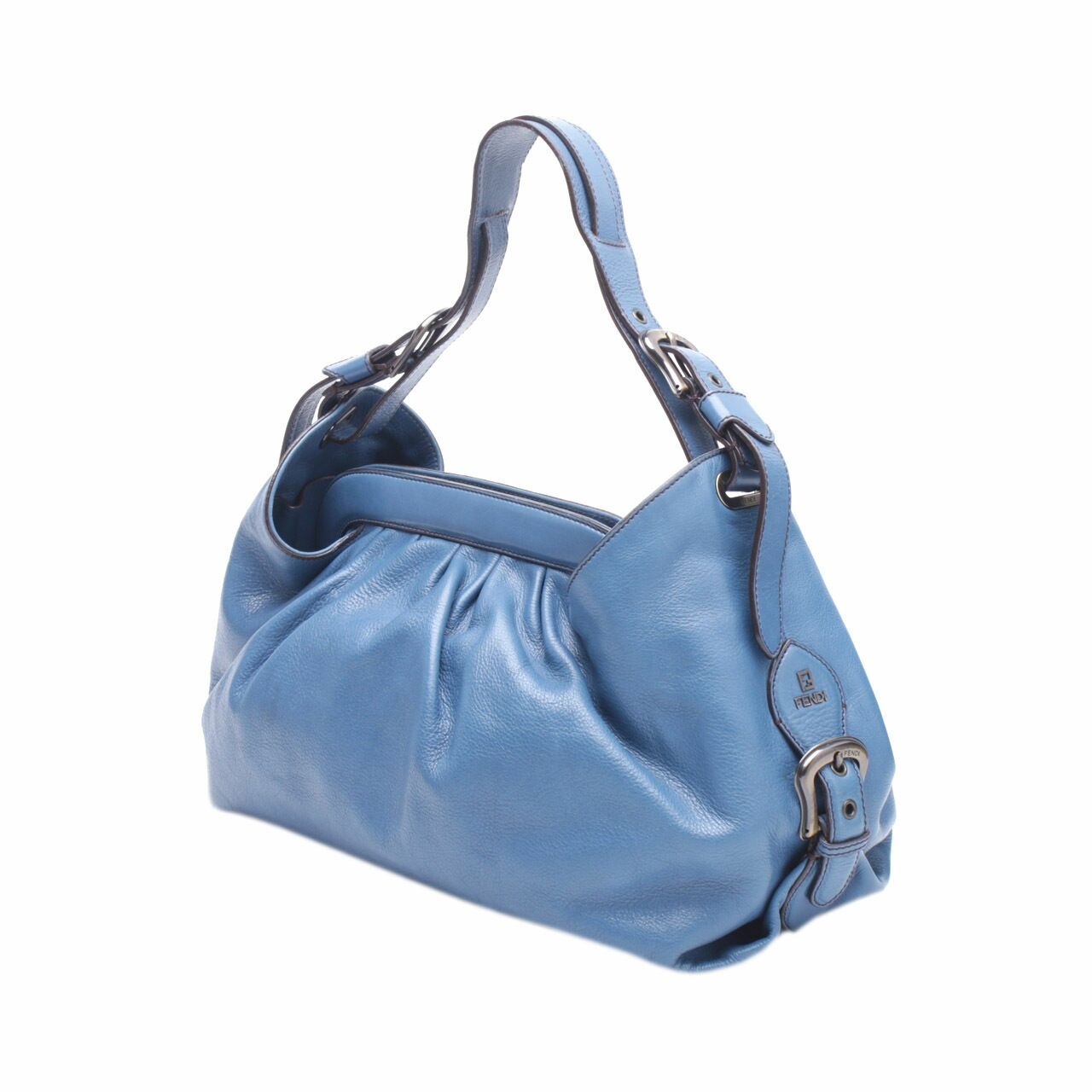 Fendi Blue Doctor B Leather Shoulder Bag 