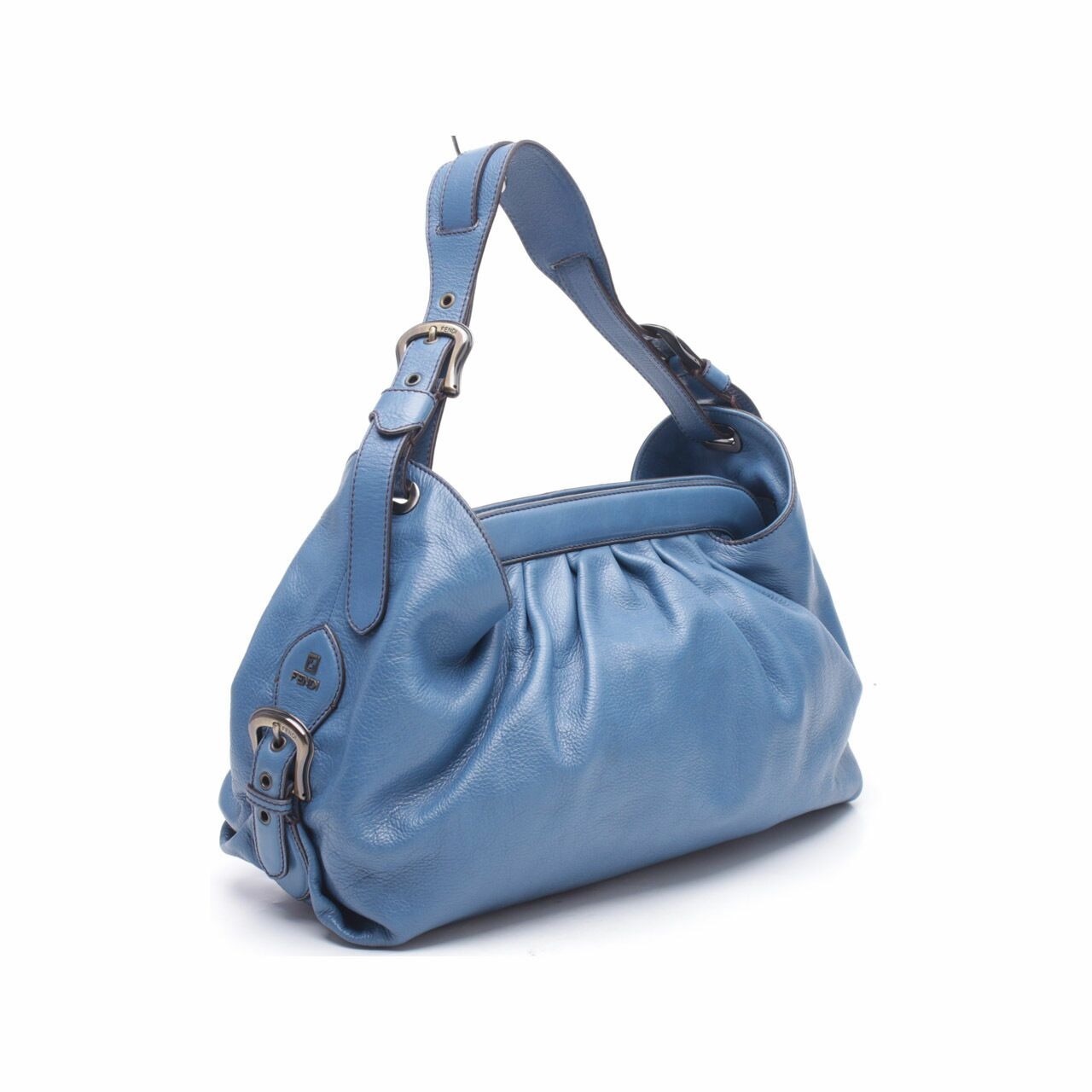 Fendi Blue Doctor B Leather Shoulder Bag 