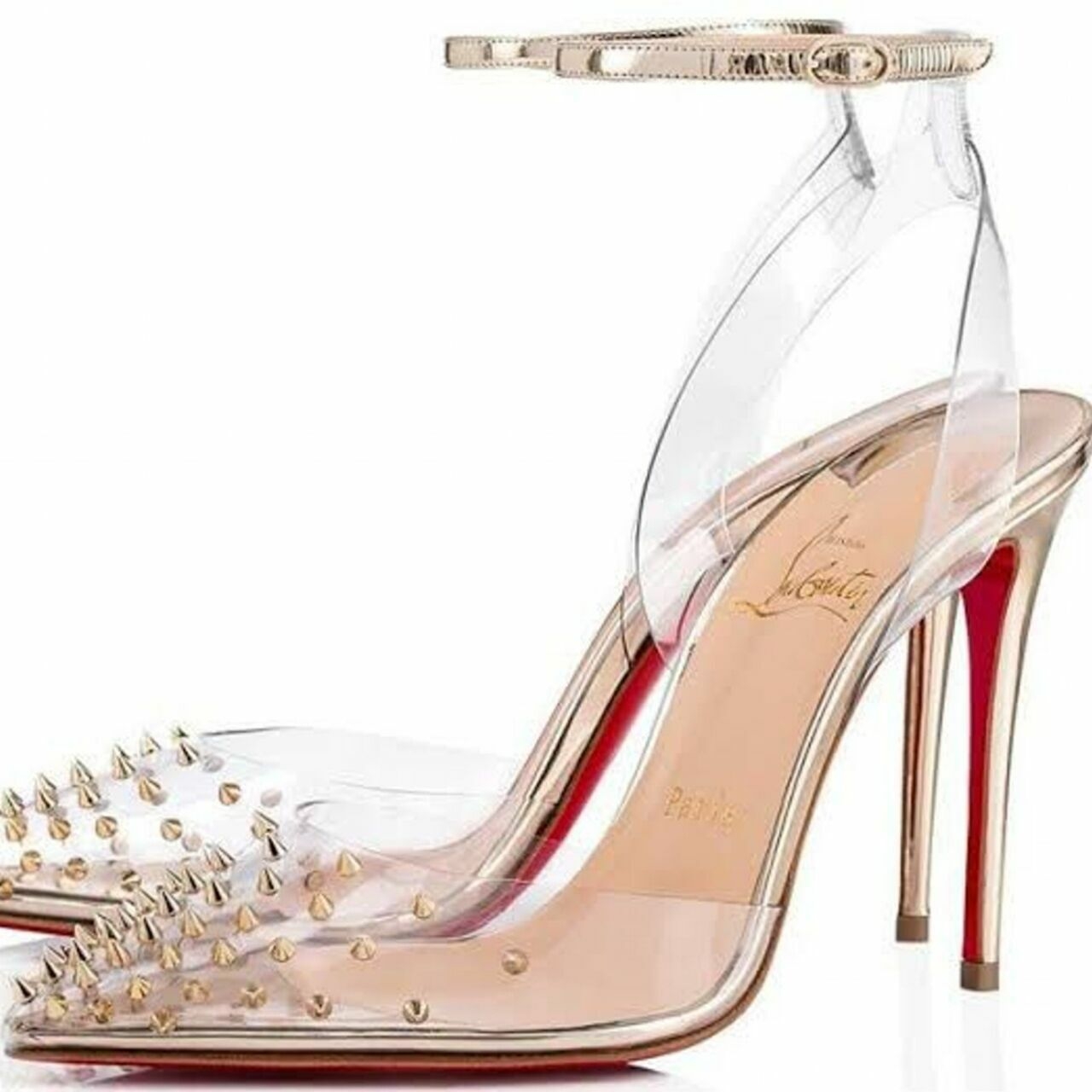 Christian Louboutin Gold Houndstooth Heels