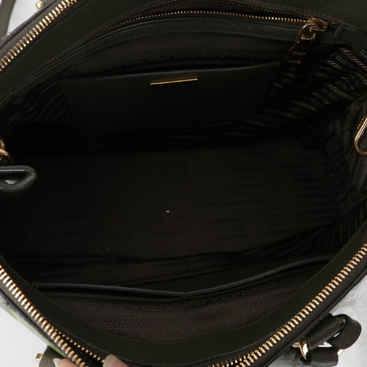 Prada Two-tone Saffiano Lux Double Zip Tote