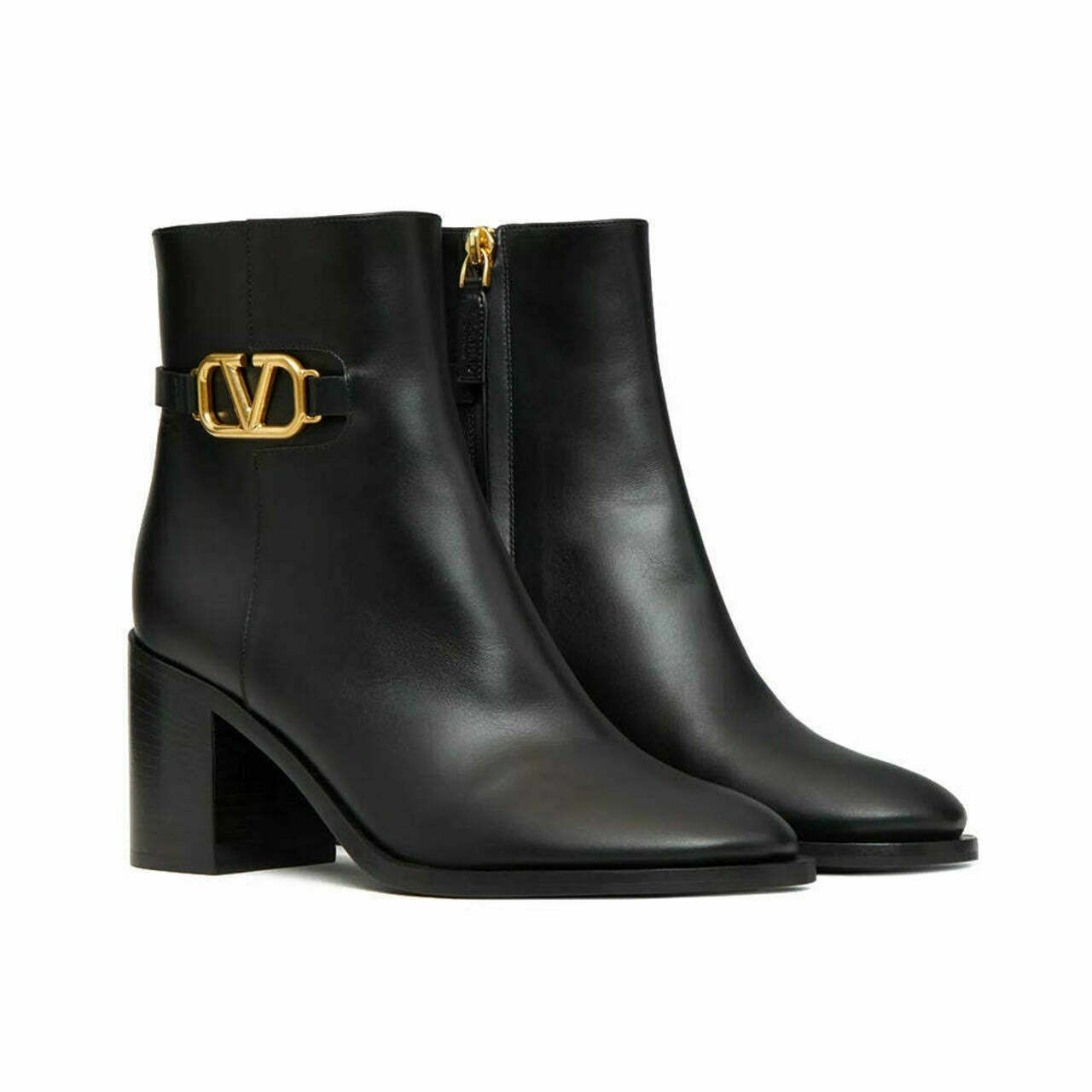 Valentino Garavani VLogo Calfskin Ankle Boot 75mm Black