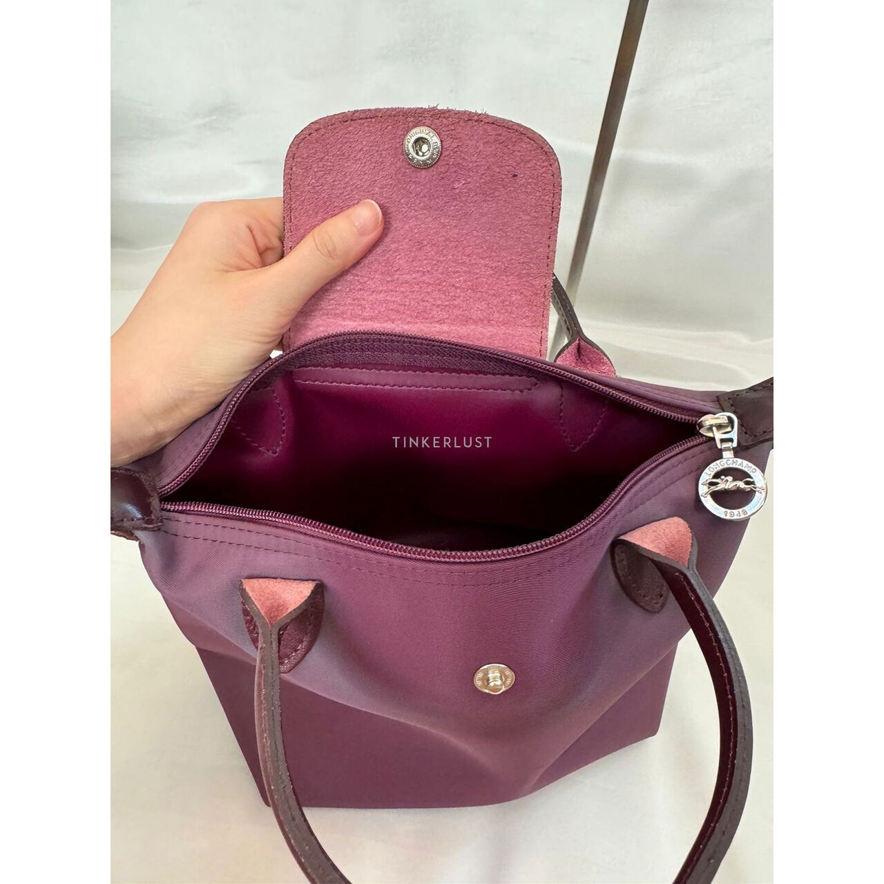 Longchamp Le Pliage Purple Nylon Handbag