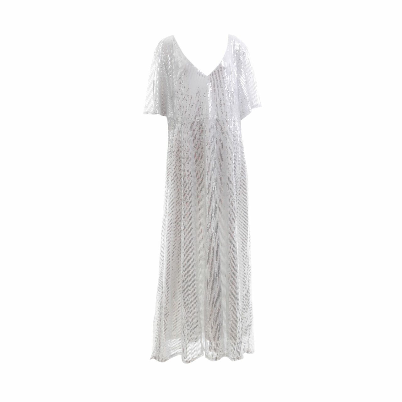 Private Collection White Sequins Long Dress