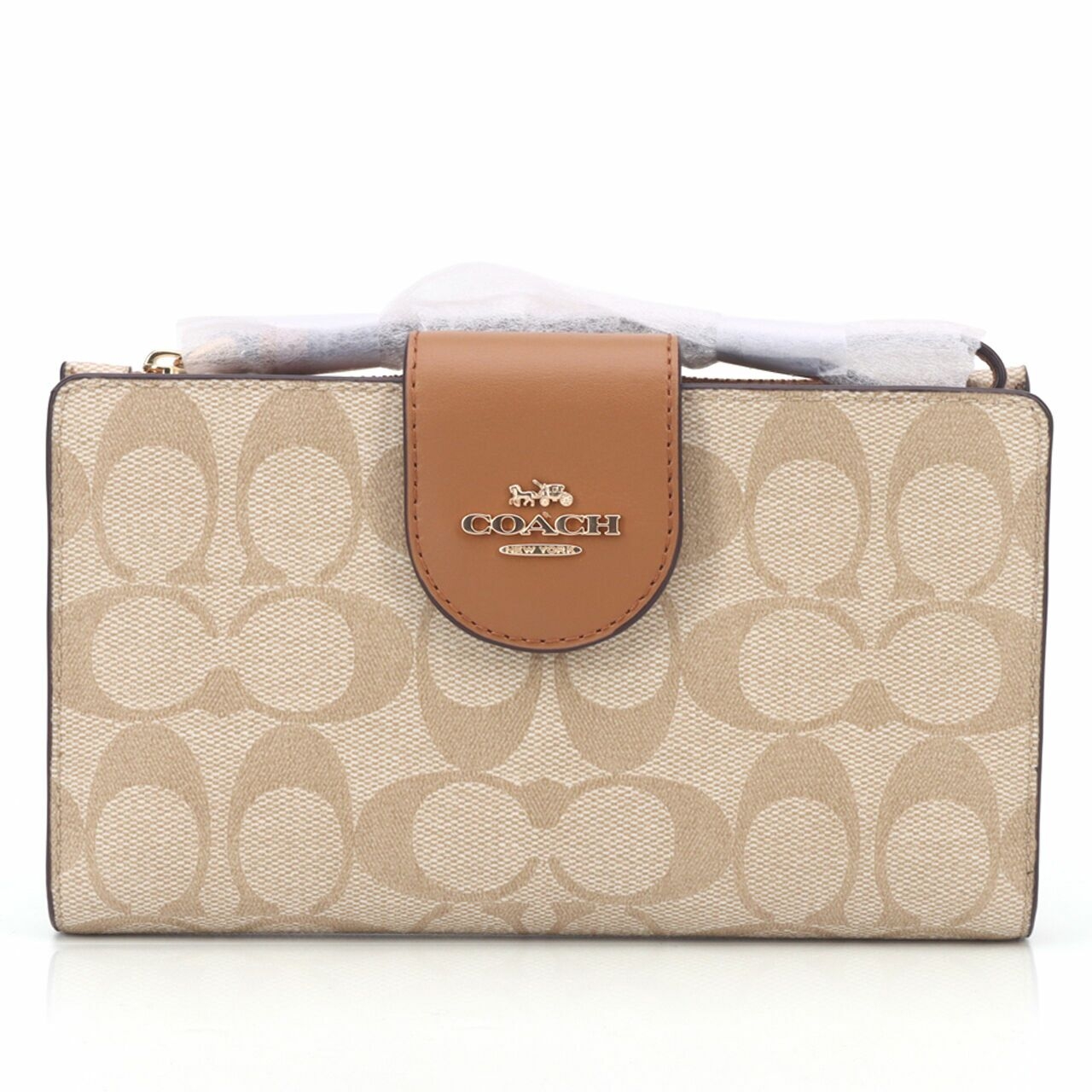 Coach C2874 Tech Wallet Colorblock Signature Khaki Saddle