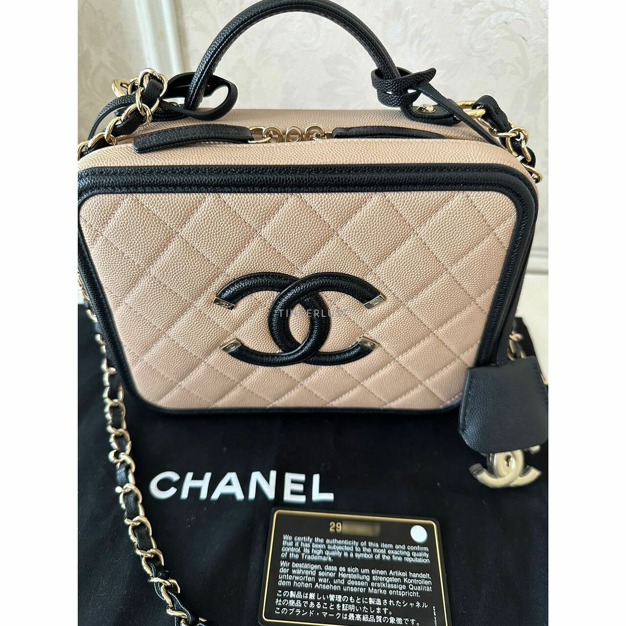 Chanel Medium Vanity Beige/Black #29 Satchel