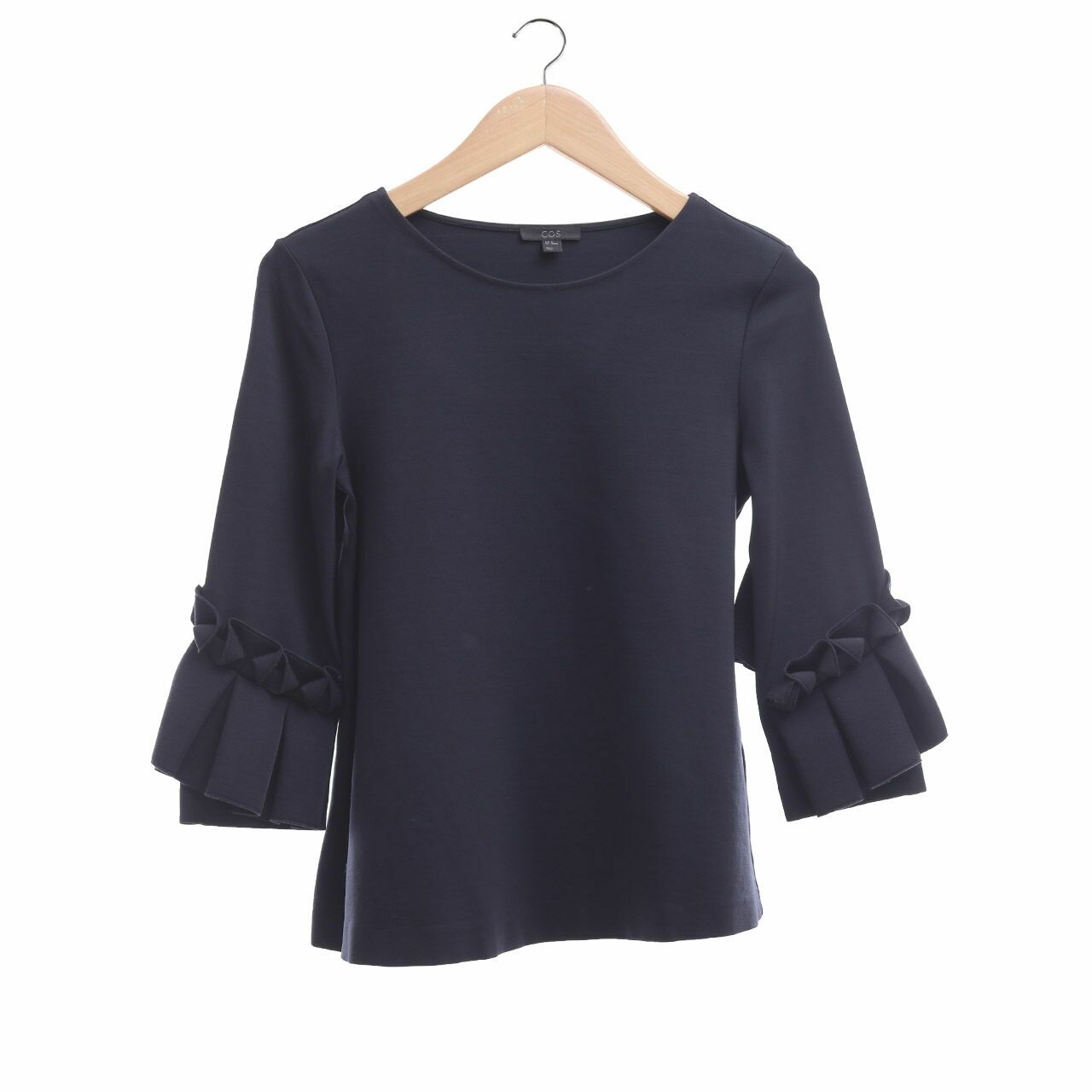 COS Navy Ruffle Blouse