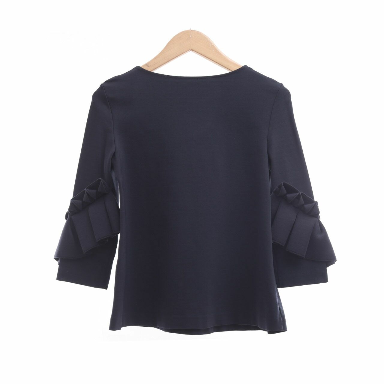 COS Navy Ruffle Blouse