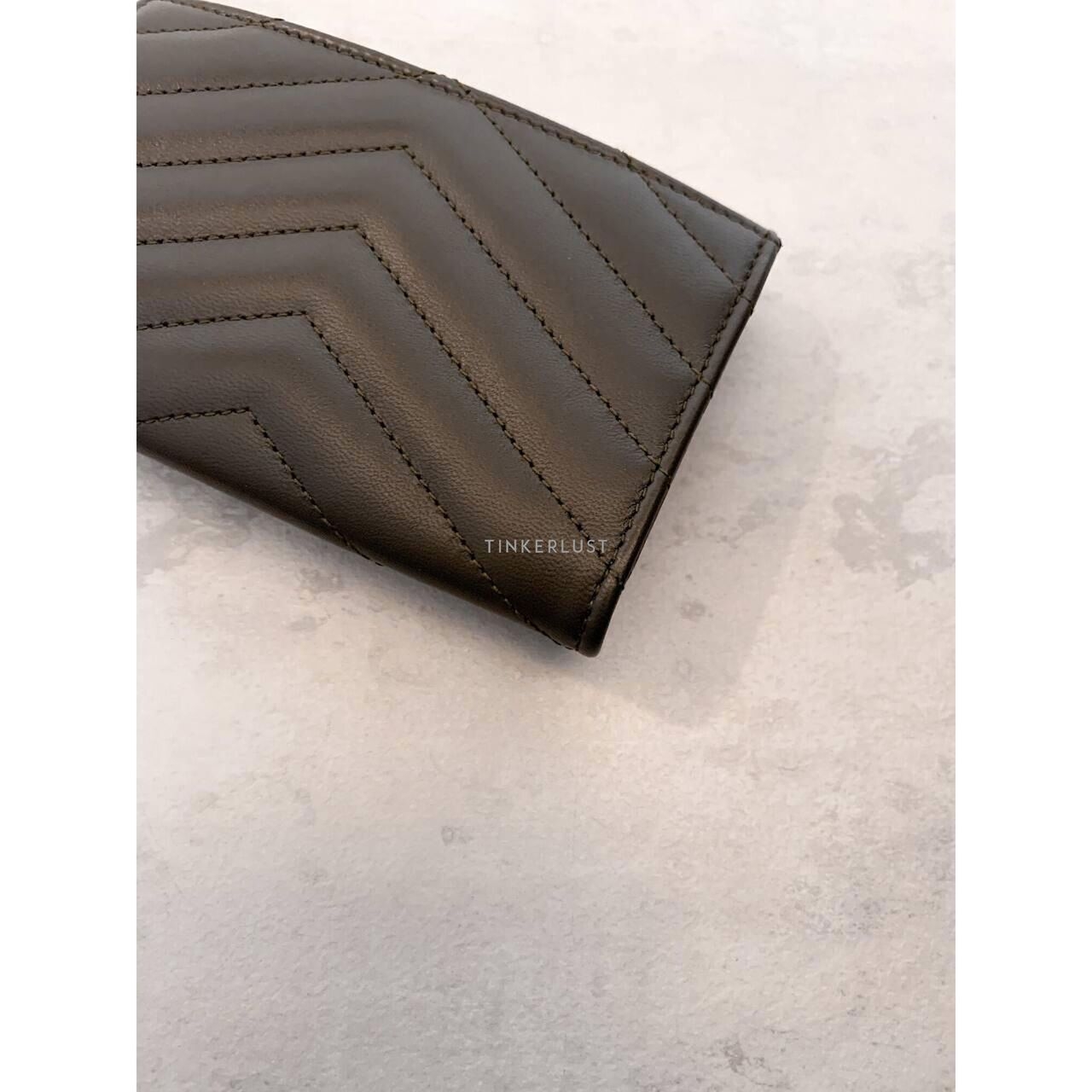 Yves Saint Laurent Khaki GHW Card Wallet 