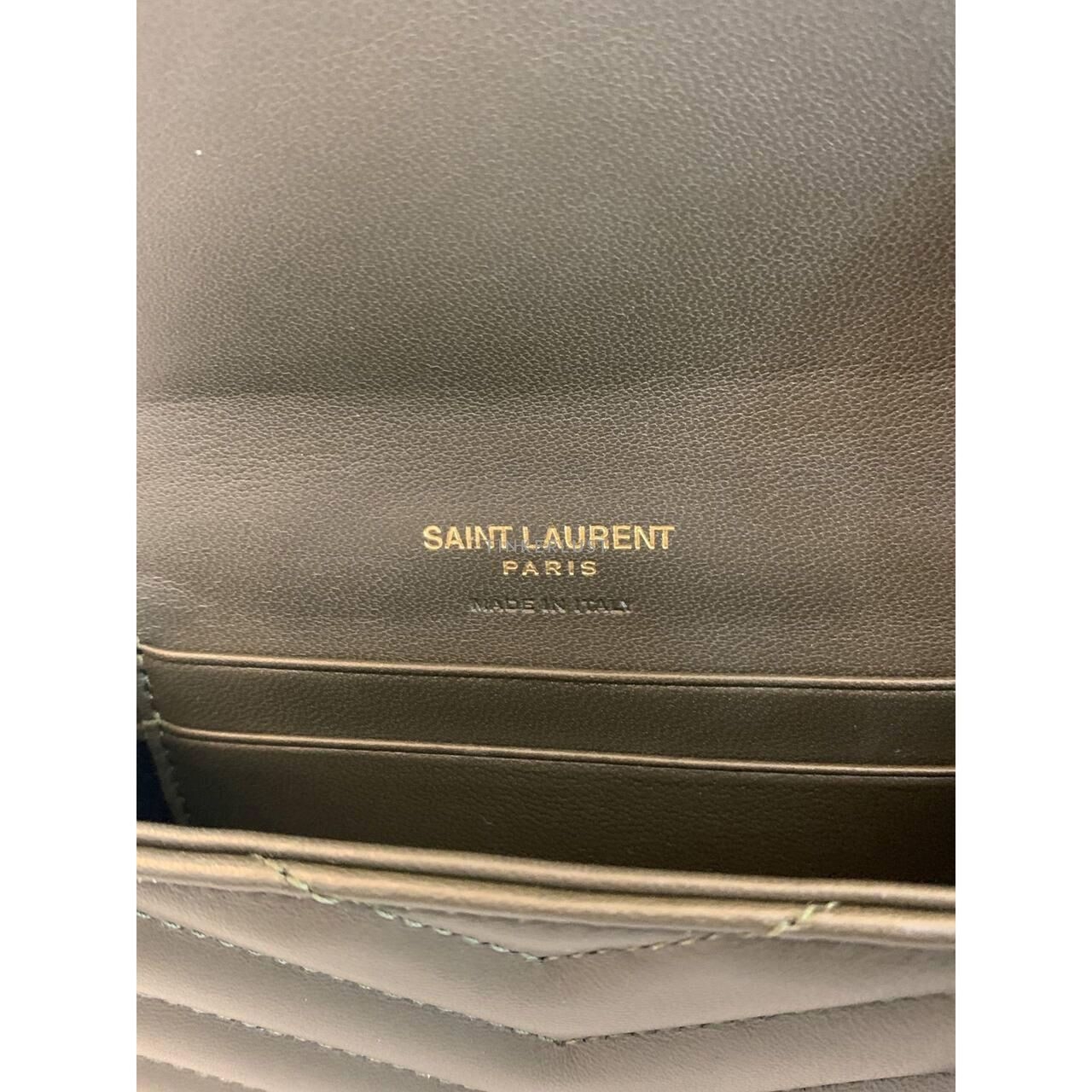 Yves Saint Laurent Khaki GHW Card Wallet 